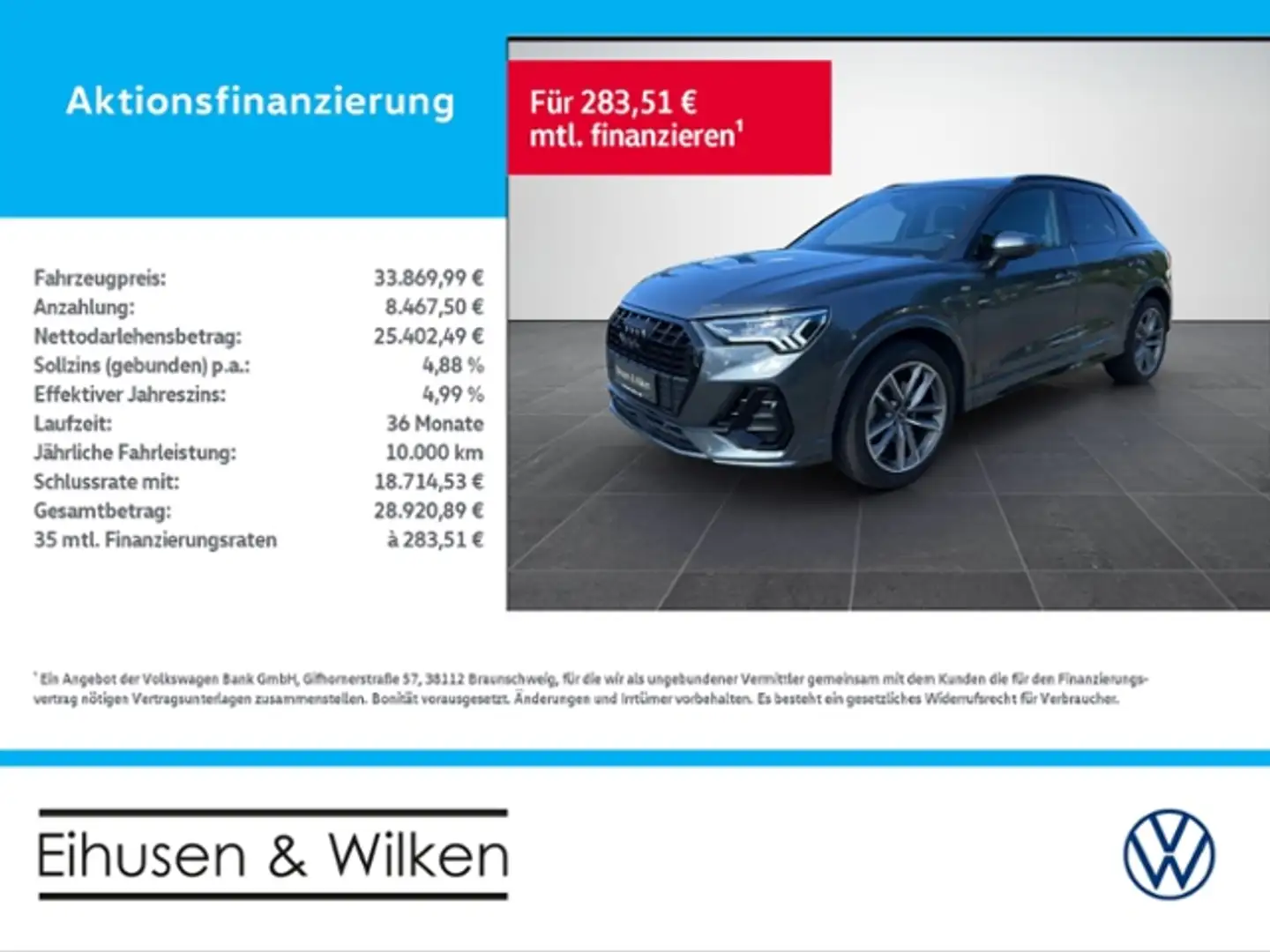 Audi Q3 35+TFSI+S-LINE+EDITION+MATRIX+AHK+ Grijs - 1