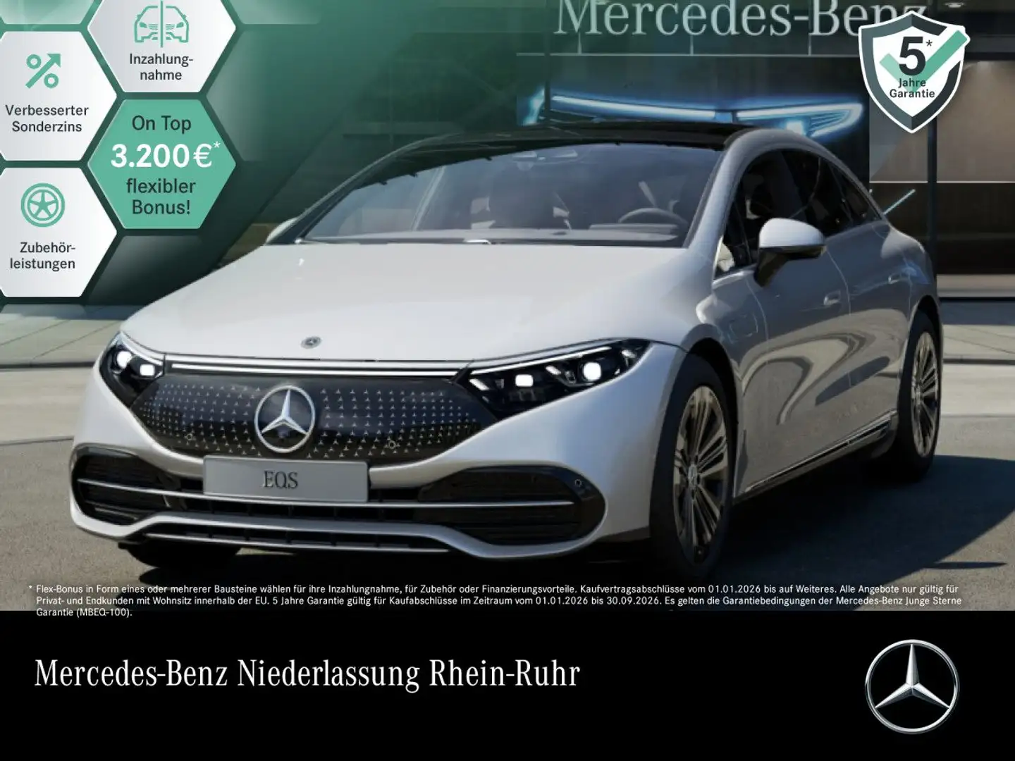 Mercedes-Benz EQS 350 Fahrass WideScreen Airmat Pano Burmester Silber - 1