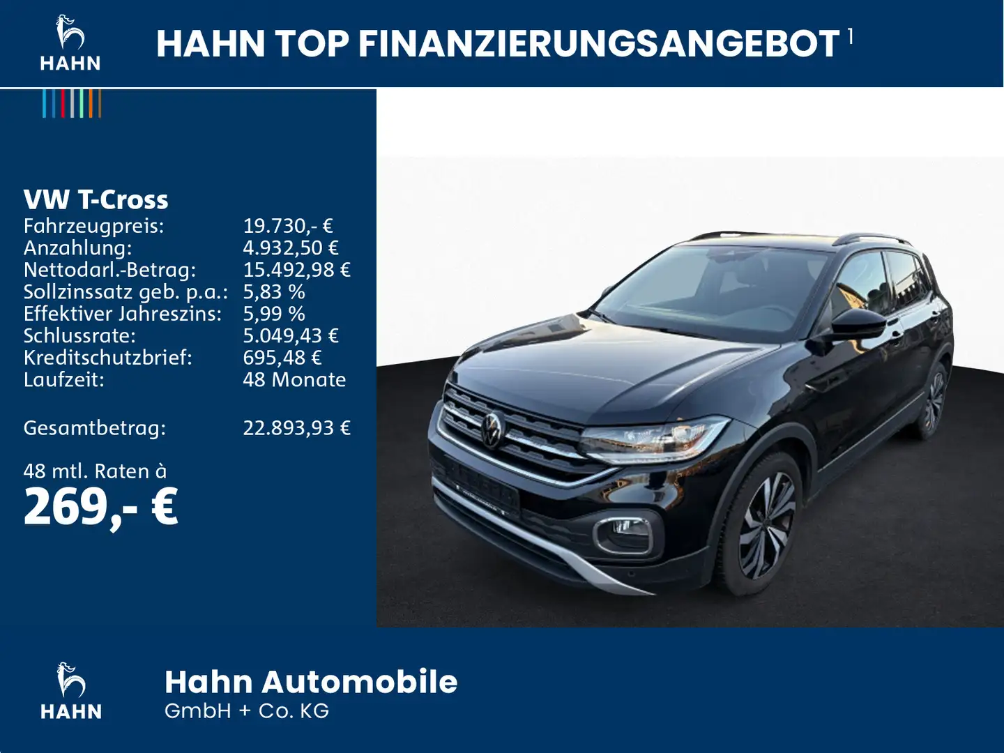 Volkswagen T-Cross UNITED 1,0TSI DSG AHK NAV KAM LED ACC AP Schwarz - 2