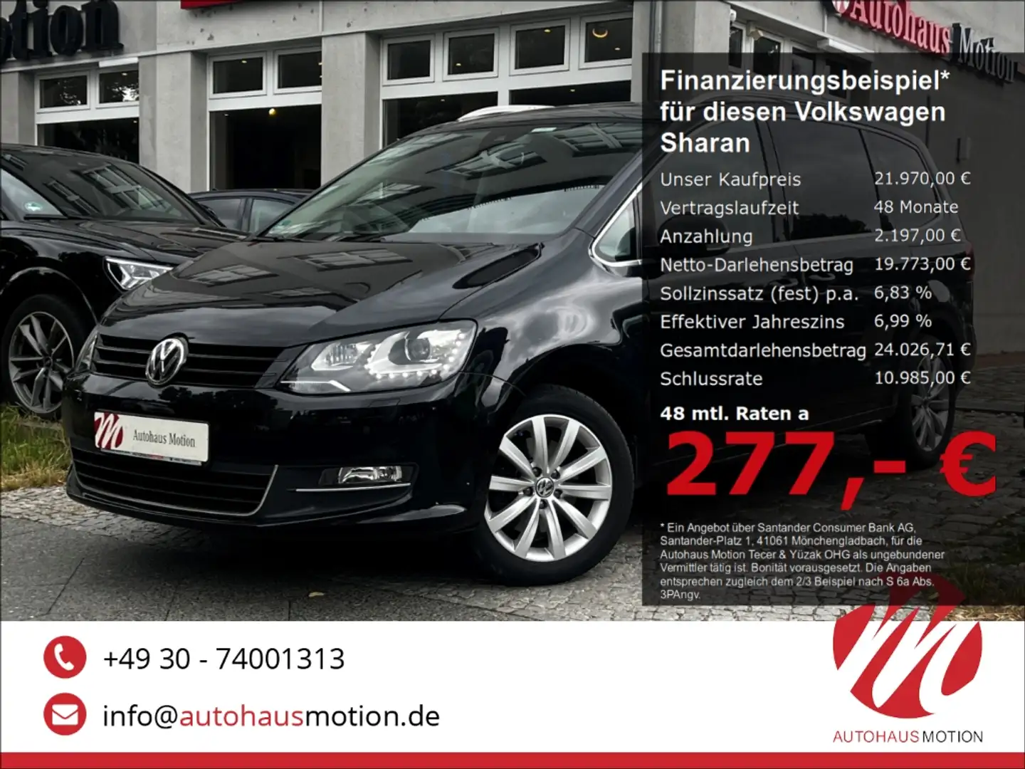 Volkswagen Sharan Highline BMT 2.0 TDI PANO NAVI 7-SITZER KAMERA Noir - 1