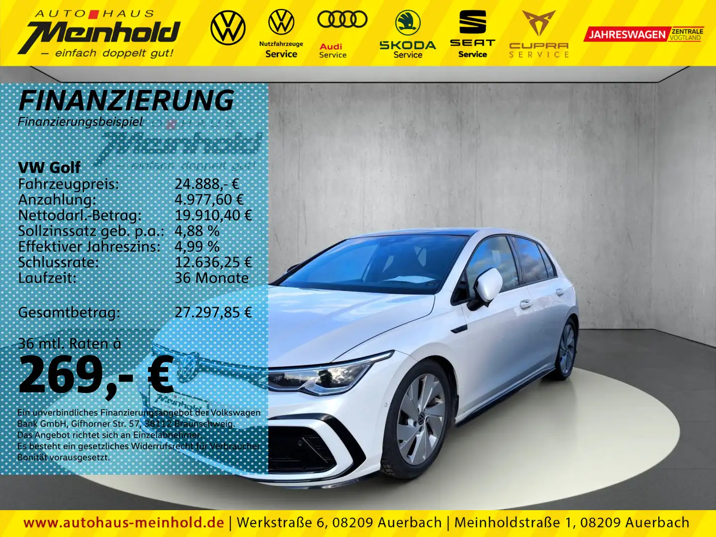 Volkswagen Golf 1.5 TSI DSG R-Line, AHK, Alu 18", Dach, ACC Weiß - 1
