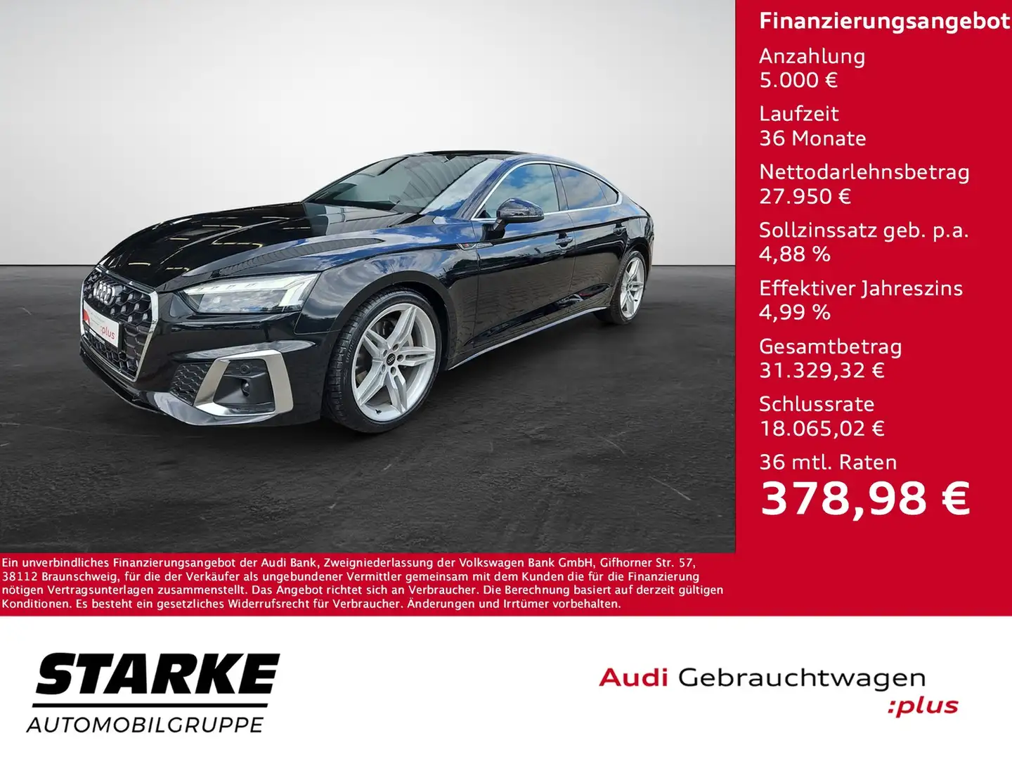 Audi A5 Sportback 40 TDI S tronic S line NaviPlus Matri... Schwarz - 1
