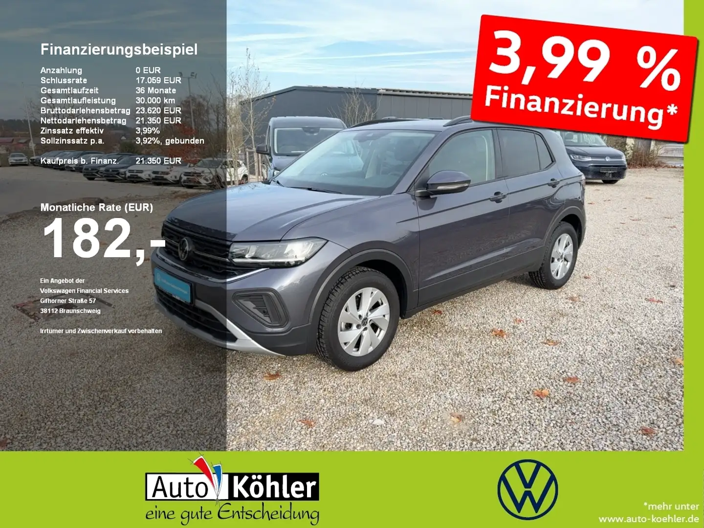 Volkswagen T-Cross Life TSi CarPlay+ACC+LED+Navi+Virt+PDC Grau - 1