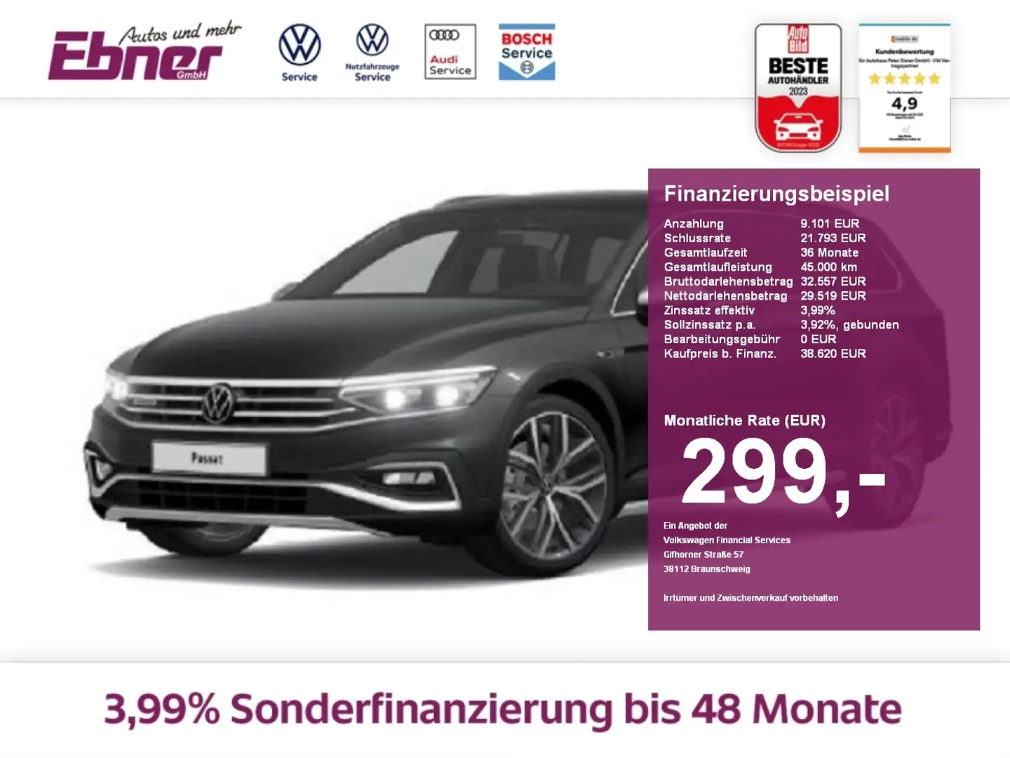 Volkswagen Passat Alltrack Passat Variant ALLTRACKI 4M DSG NP:69tEUR! PANO+H& Grau - 1