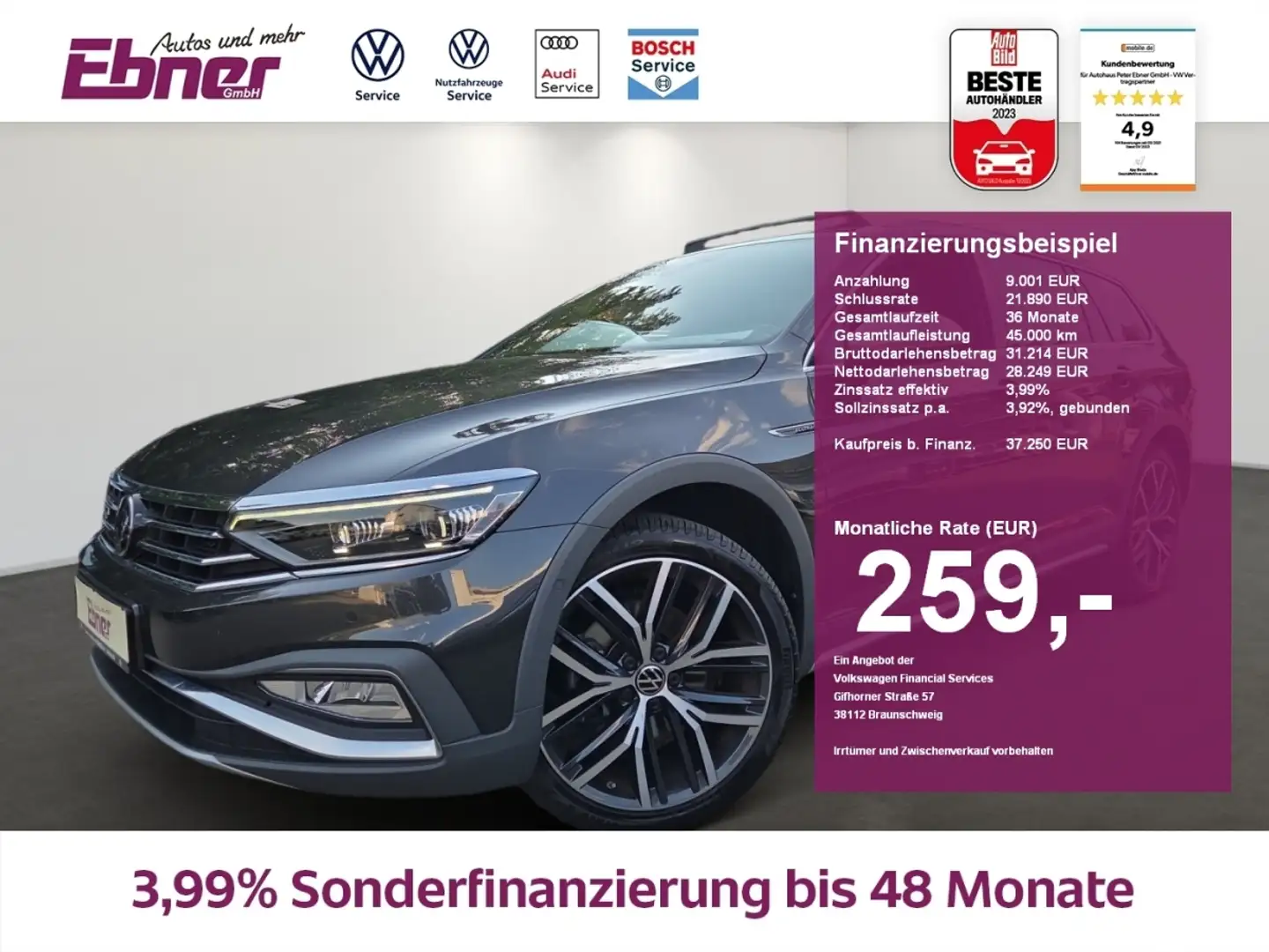 Volkswagen Passat Alltrack Passat Variant ALLTRACKI 4M DSG NP:69tEUR! PANO+H& Gris - 1