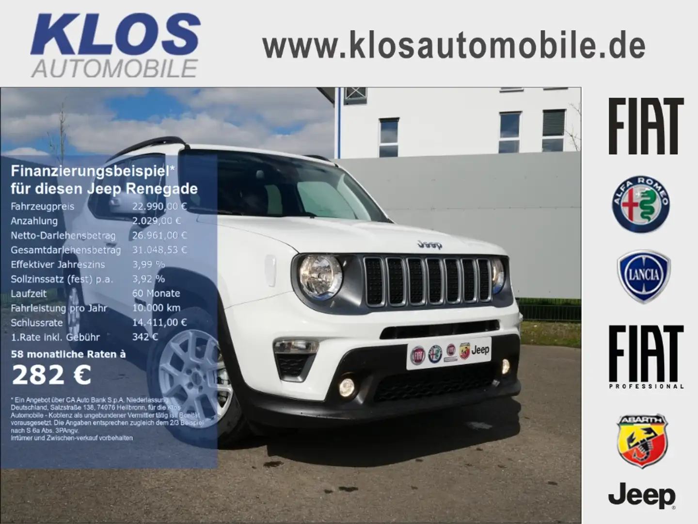 Jeep Renegade LIMITED e-HYBRID 1.5 GSE DCT NAVI PANORAMA Wit - 1