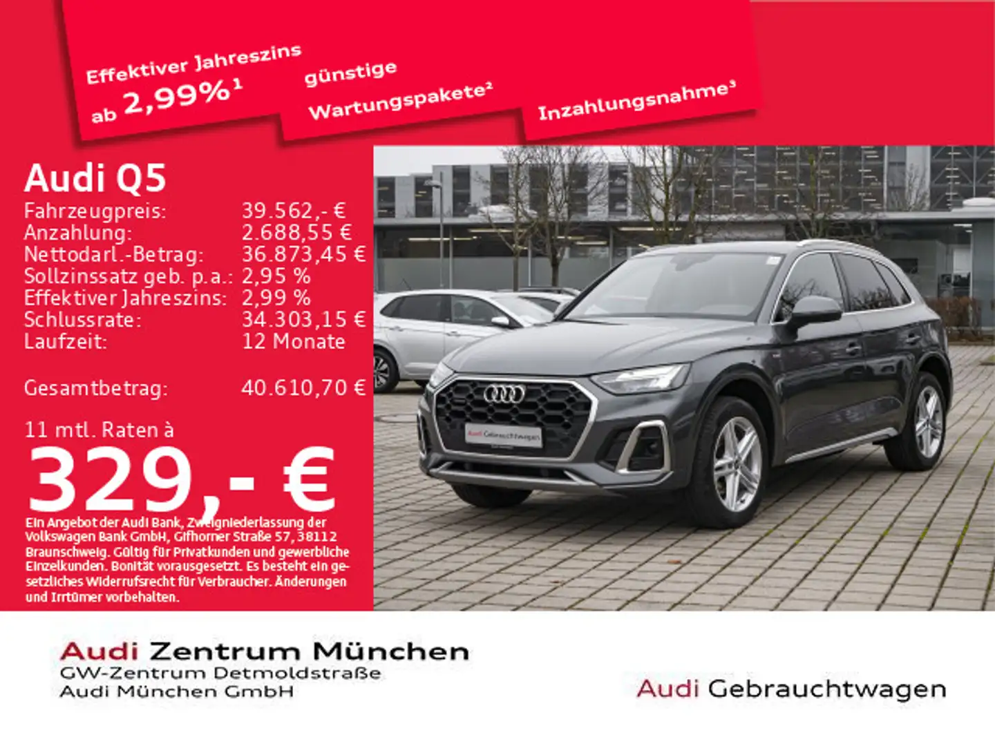 Audi Q5 40 TDI qu. S tronic 2x S line AHK/Virtual+/Ka Grau - 1
