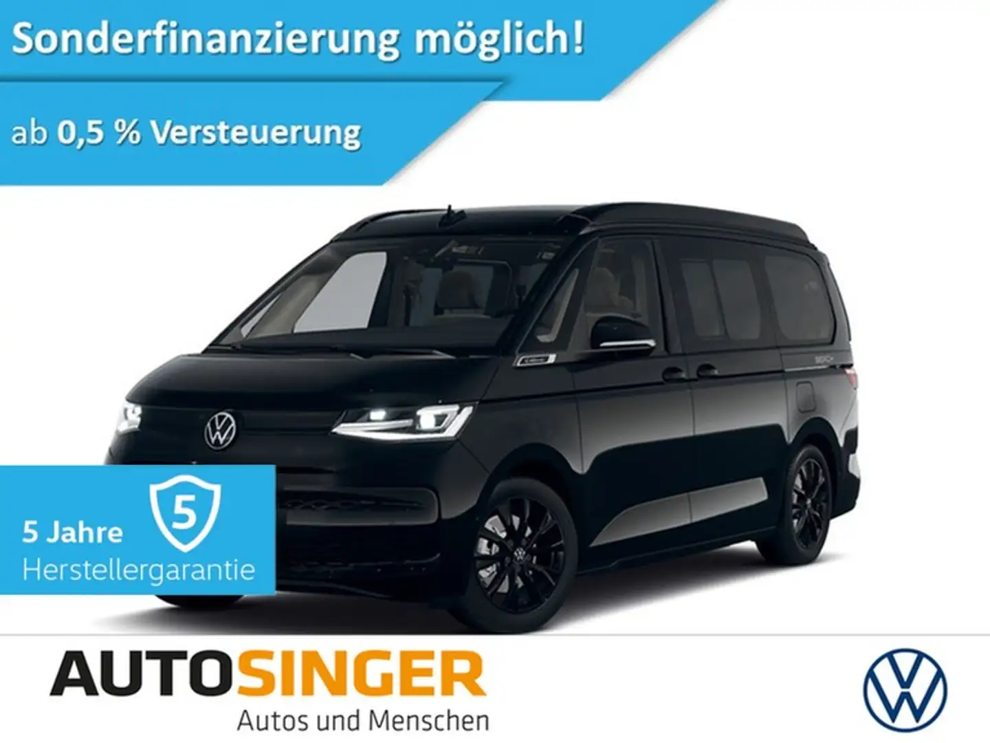 Volkswagen T7 California Beach eHybrid ELEK.TÜR*AHK*CAM Negru - 1