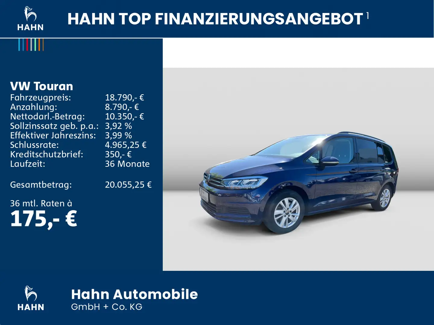 Volkswagen Touran 2.0TDI DSG Comfortline LED AHK Pano Navi Blauw - 2