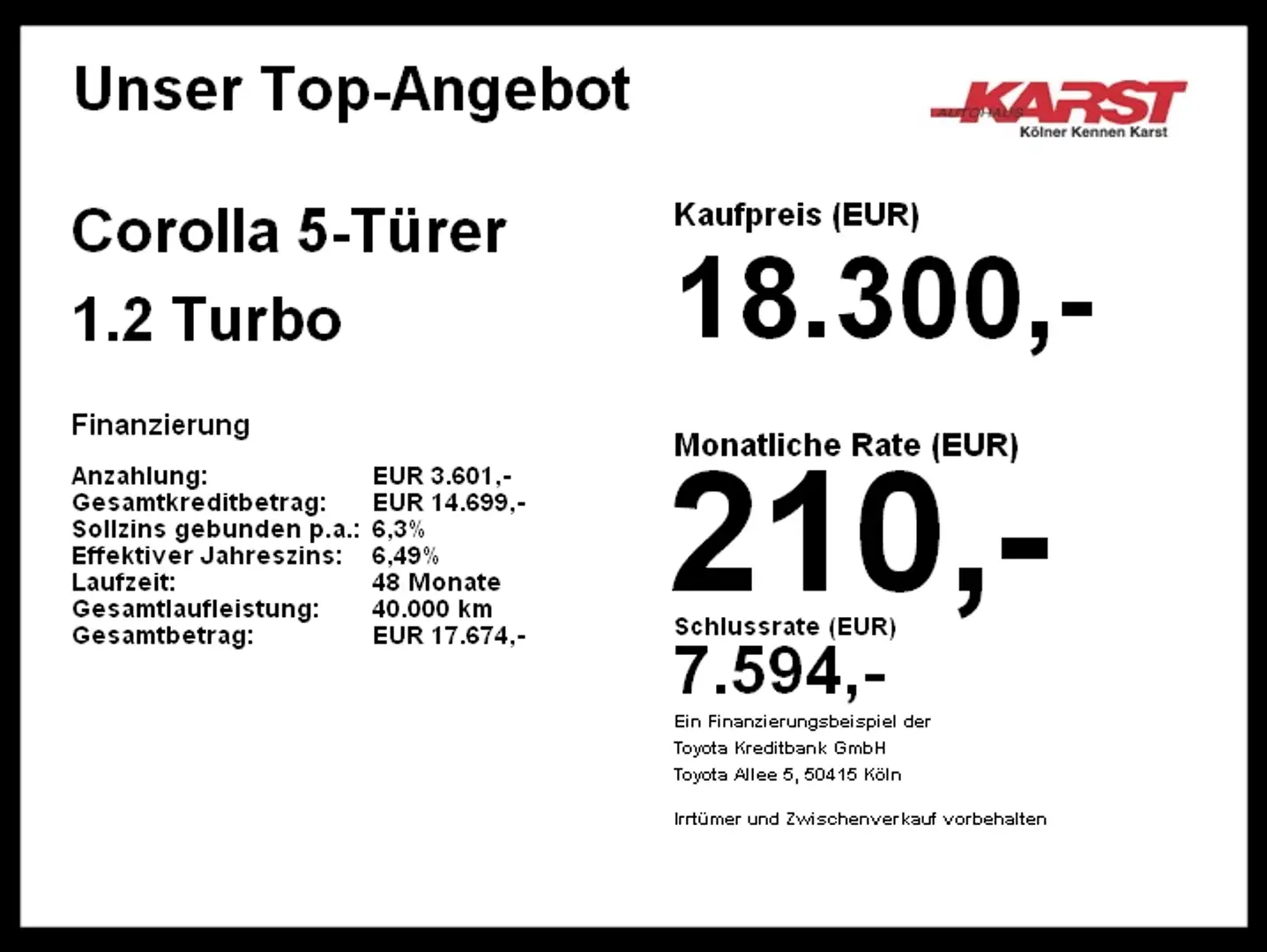 Toyota Corolla 5-Türer 1.2 Turbo 6-Gang Klima ZV Blanc - 2