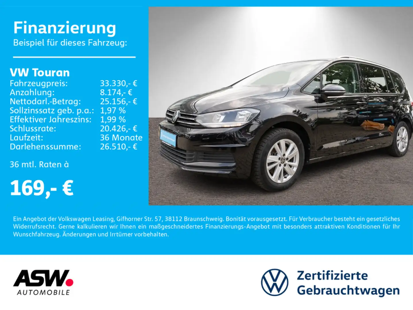 Volkswagen Touran Comfortline 1.5 TSI DSG Navi RFK 7-S AHK Zwart - 1