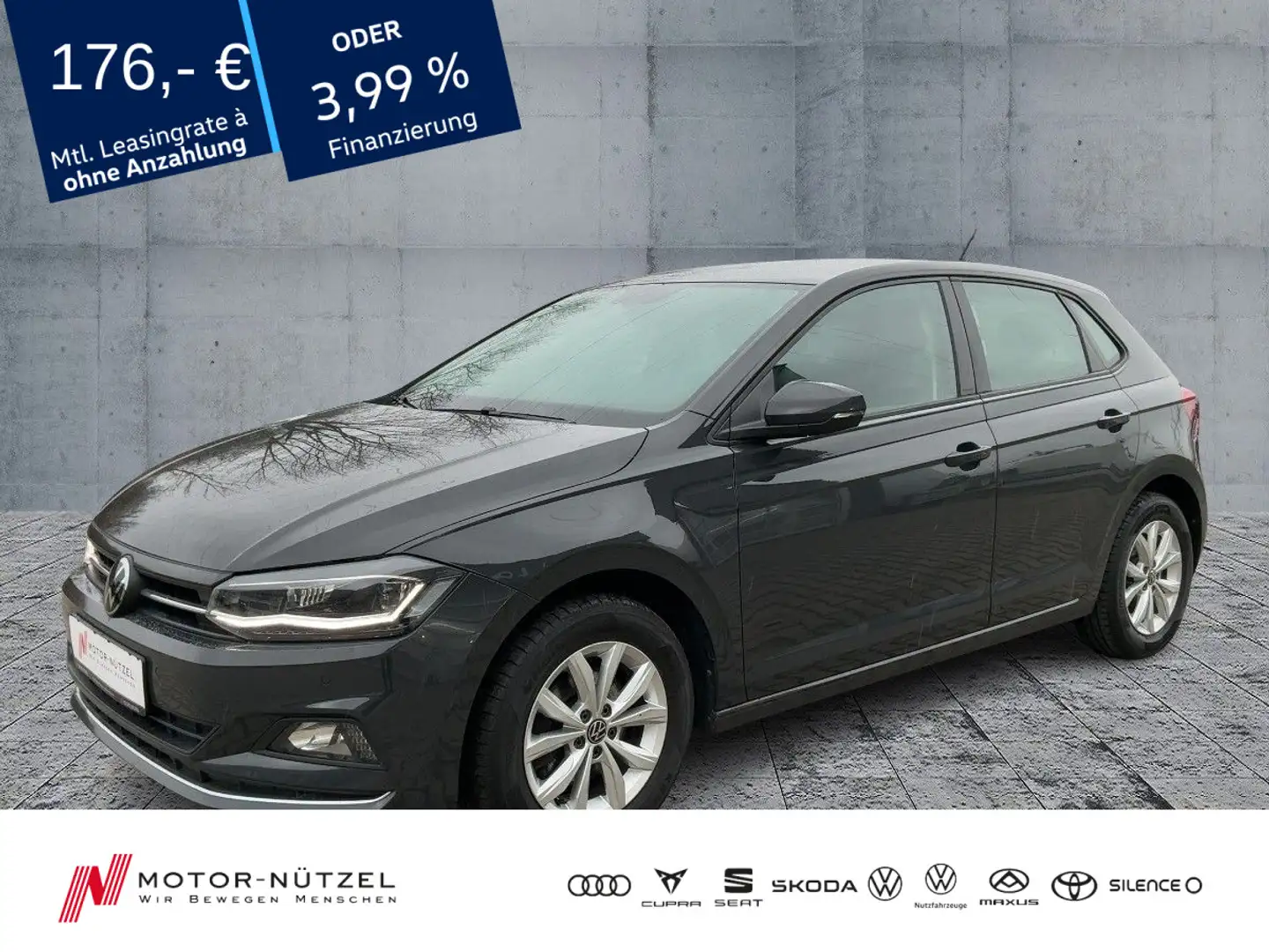 Volkswagen Polo 1.0TSI HIGHLINE LED+NSW+APP+ACC+SHZ+PDC+RFK Grau - 1