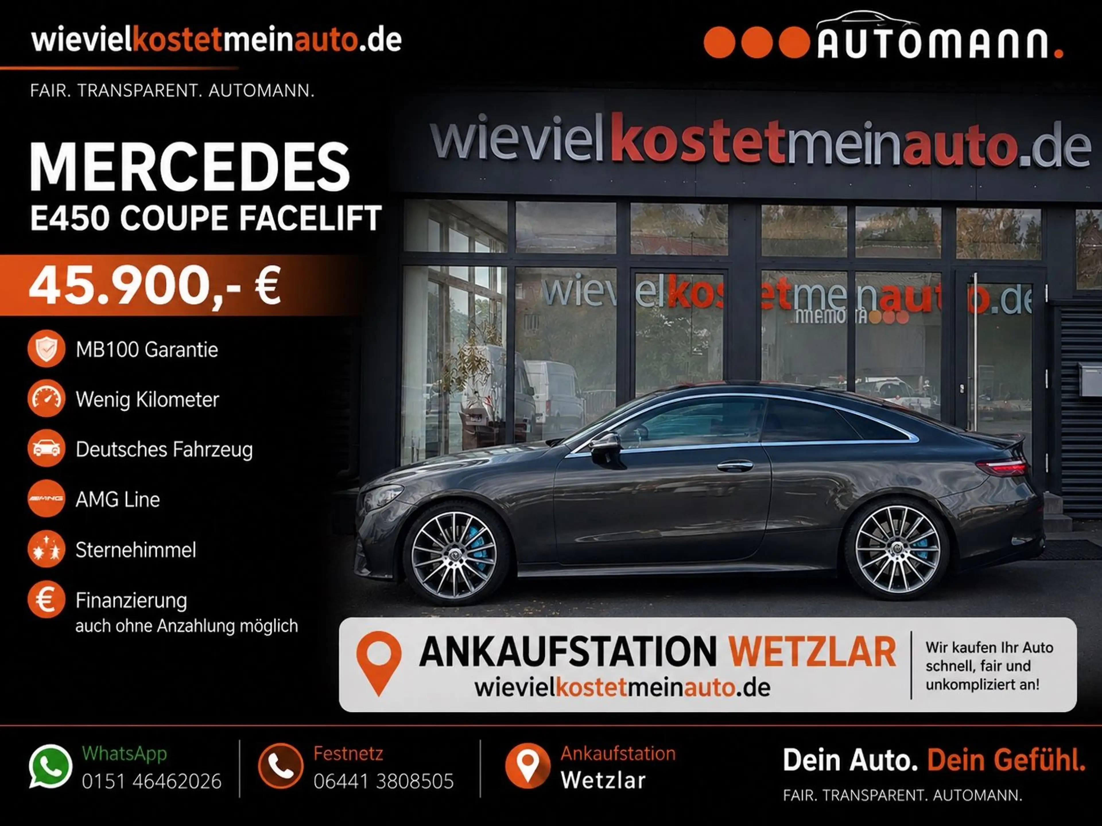 Mercedes-Benz E 450 Coupe AMG L*Facelift*Burmester*Sternehim.*