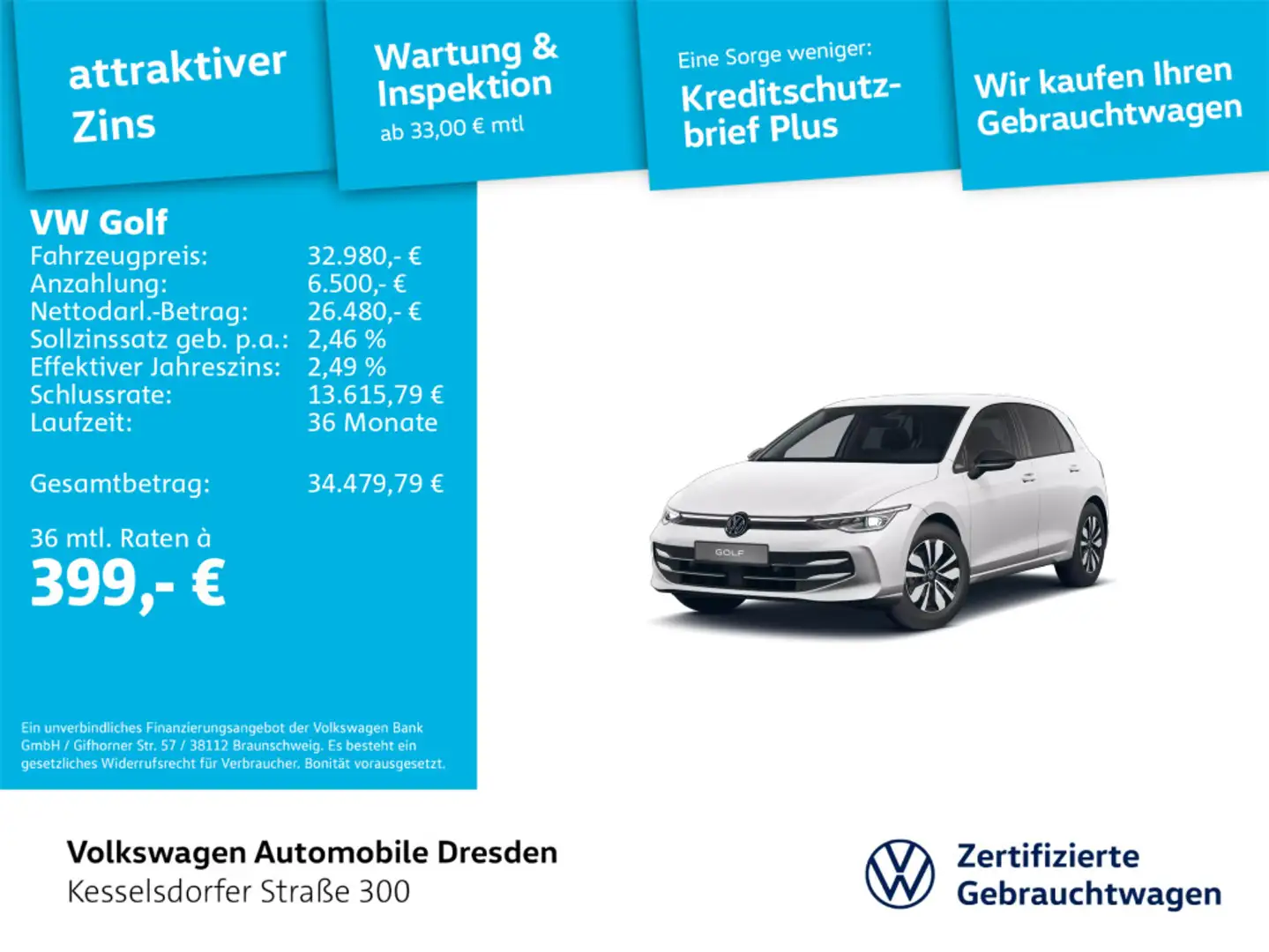 Volkswagen Golf VIII 1.5 TSI DSG Goal Weiß - 1