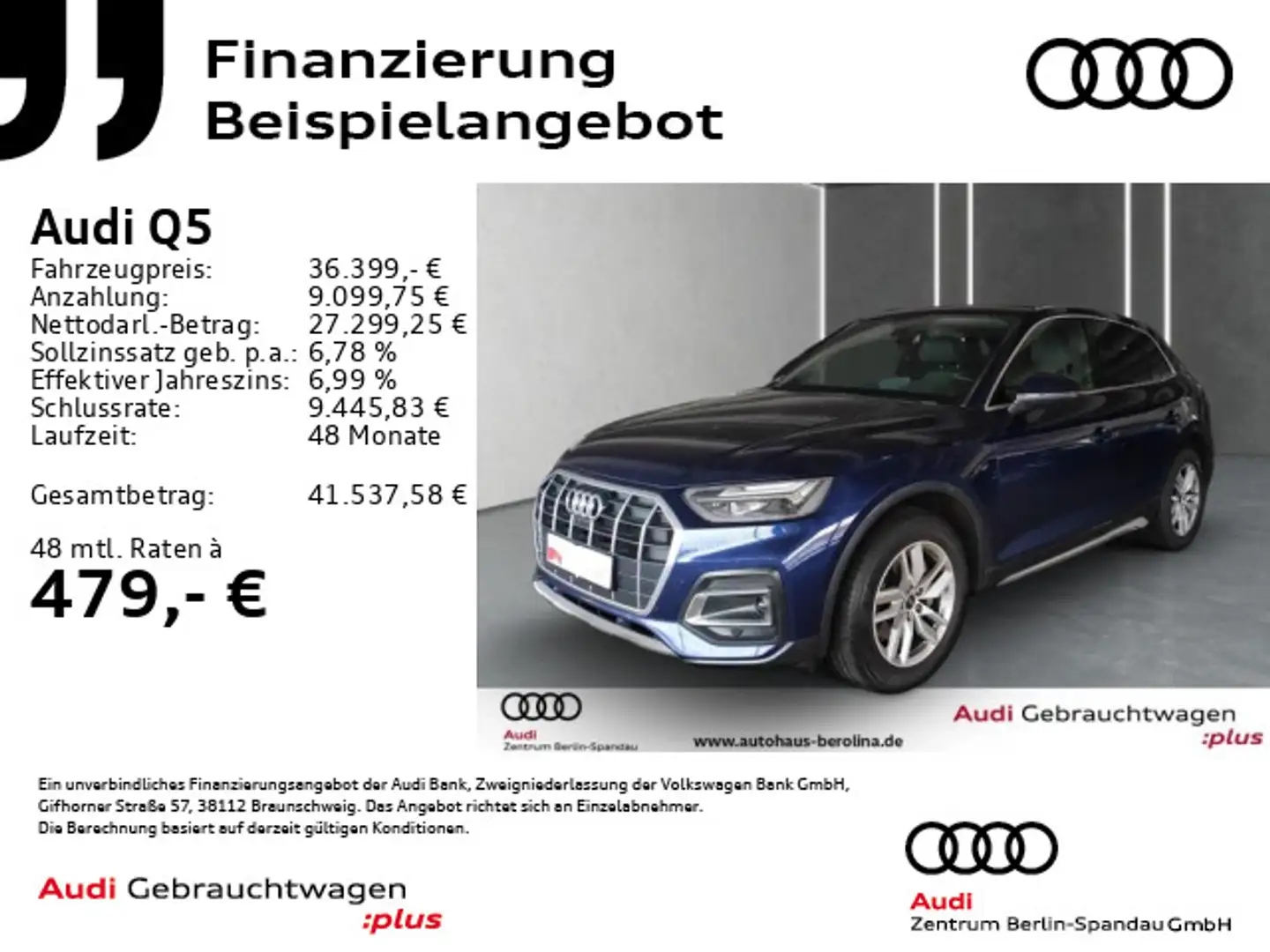 Audi Q5 35 TDI Adv. S tronic *Virt.C+*NAV+*TOUR*SHZ* Blau - 1