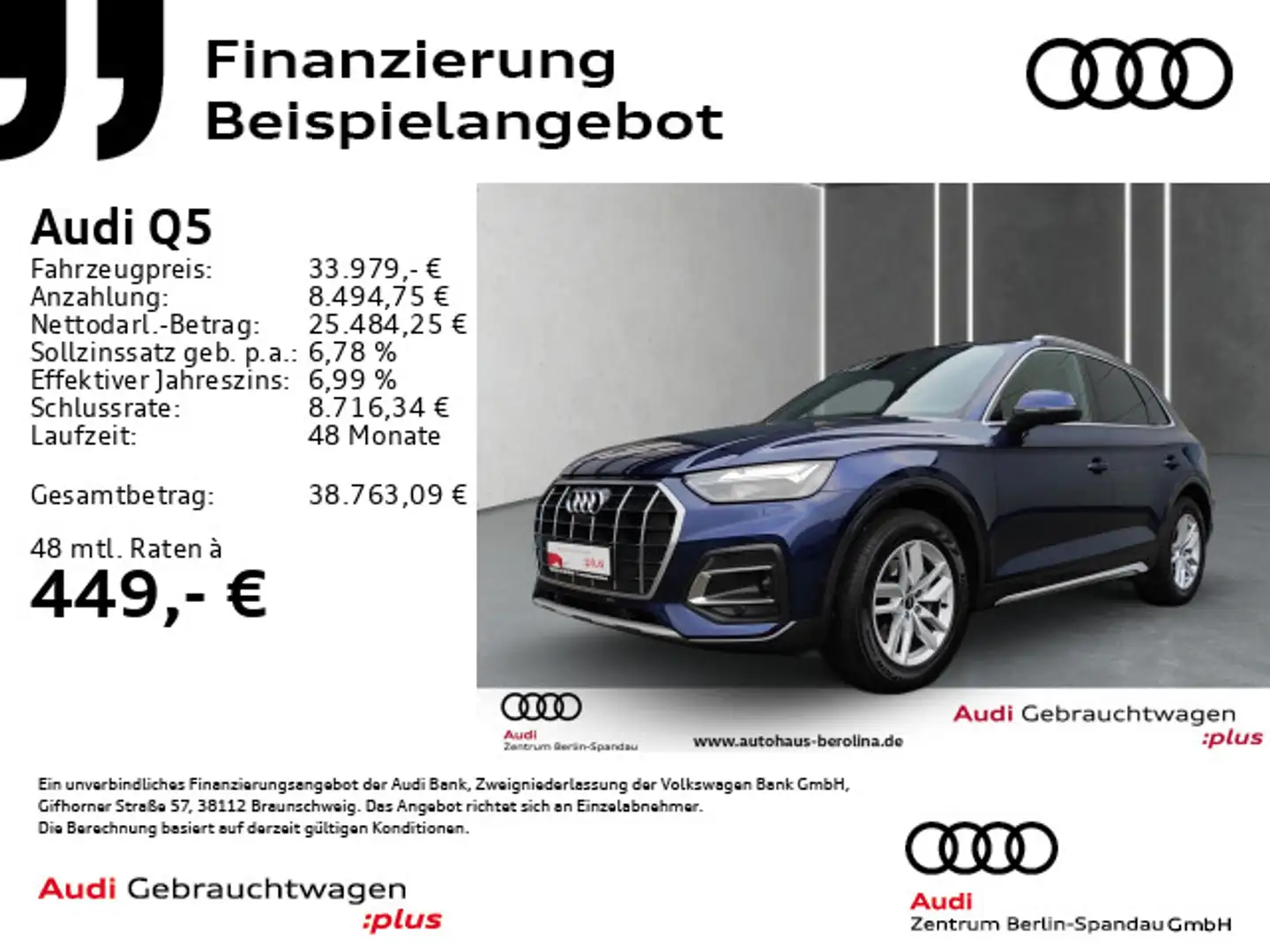 Audi Q5 35 TDI Adv. S tronic *Virt.C+*NAV+*TOUR*SHZ* Blau - 1