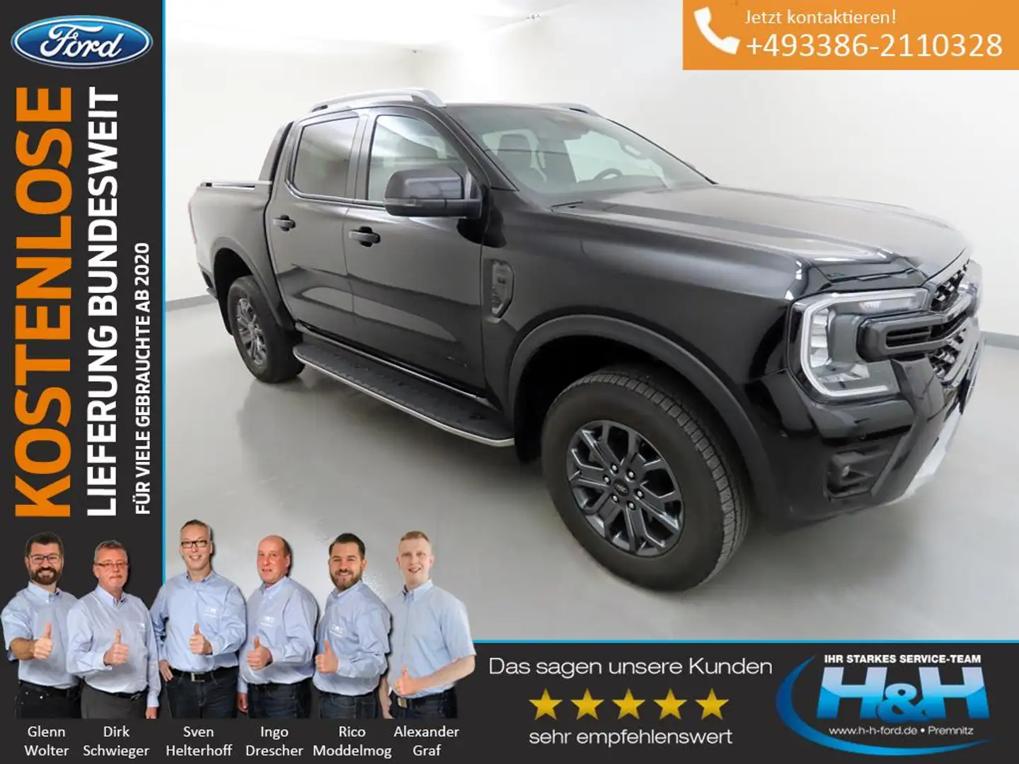 Ford Ranger 3.0 Aut. iAWD Wildtrak LED+iACC+AHK Schwarz - 1