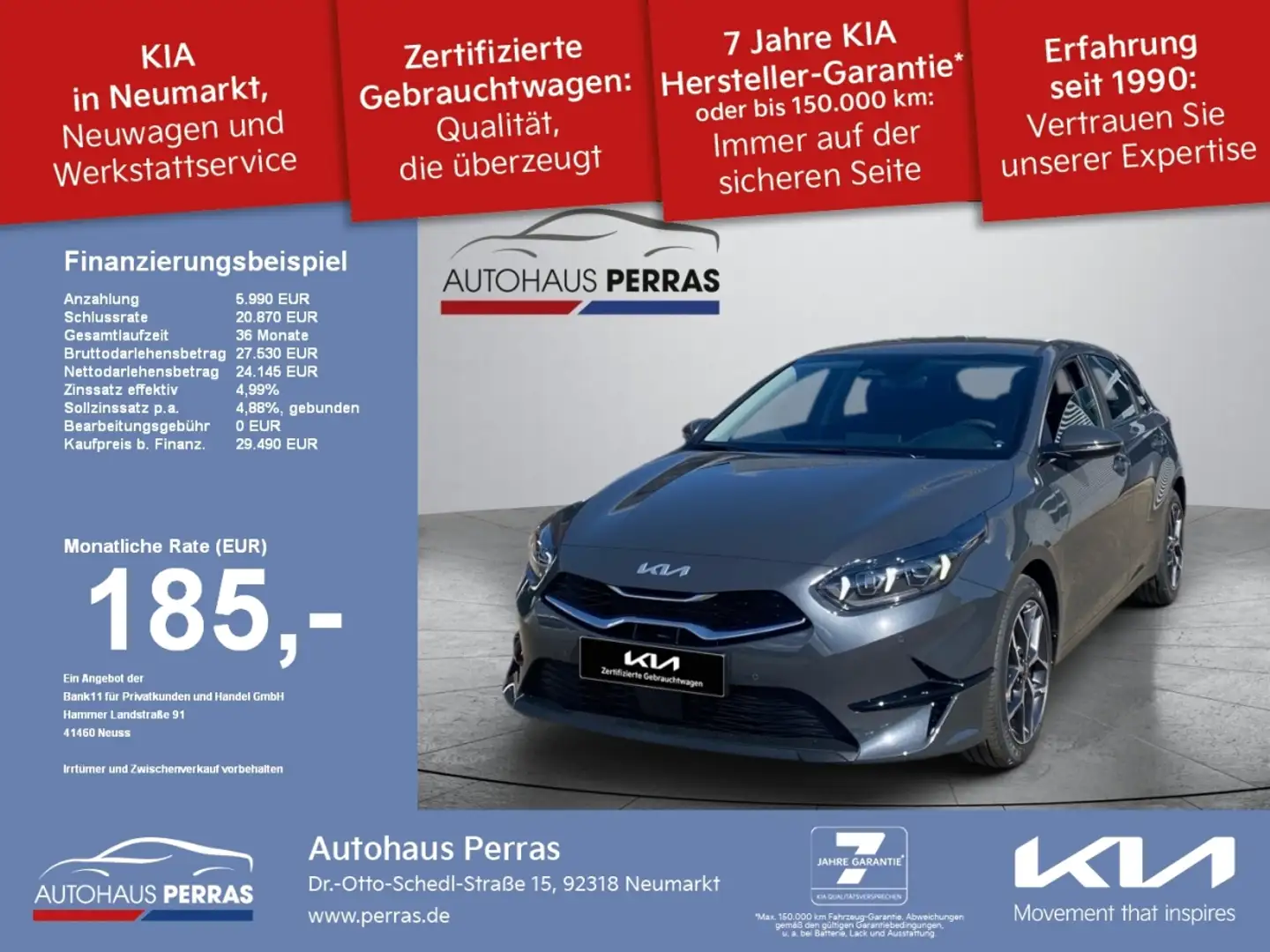 Kia Ceed / cee'd CEED_5 1.5T 140 DCT7 SPIRIT TECH Apple Carplay, Le Gris - 1