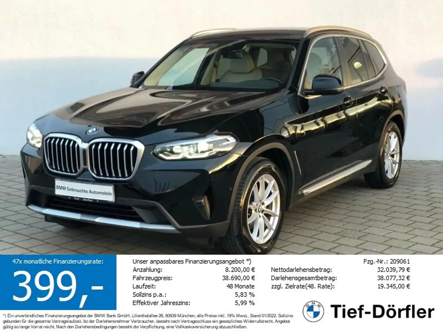 BMW X3 xDrive20d AHK/LED/CAM/DAB/PRIVACY/SH/S-SITZ Noir - 1