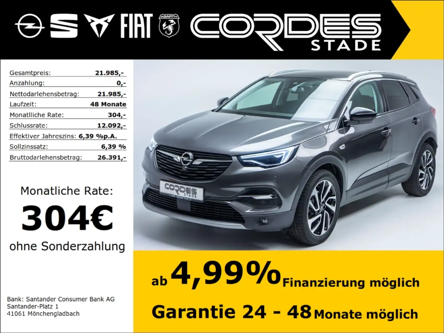 Opel Grandland Ultimate 1.2 Turbo Automatik AHK Navi (164) Gris - 1