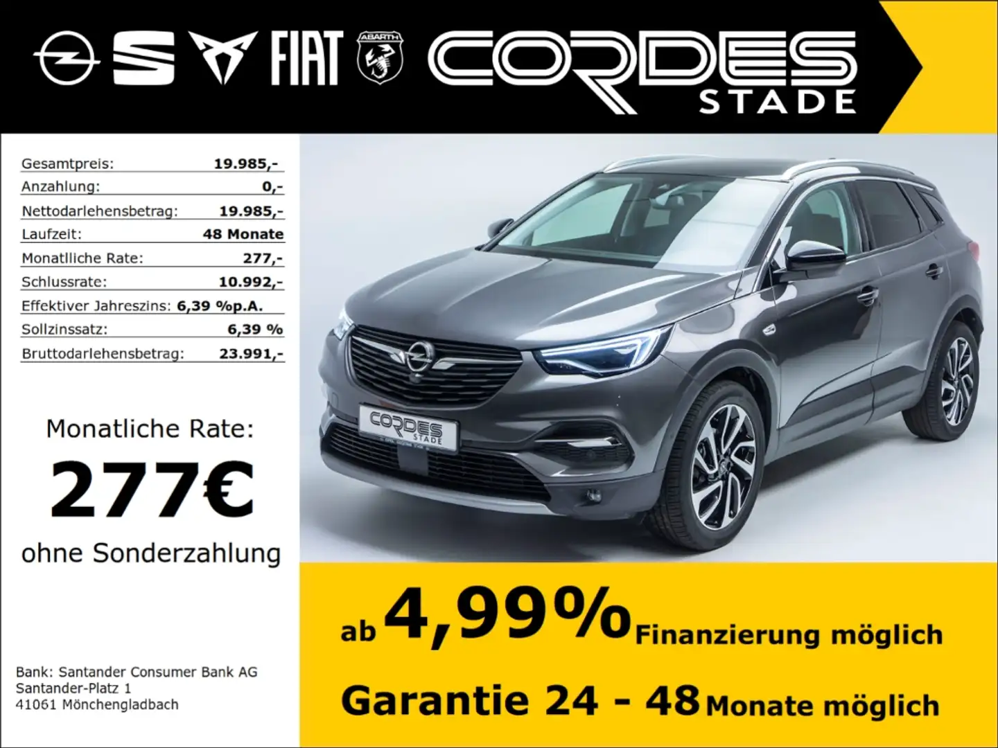 Opel Grandland Ultimate 1.2 Turbo Automatik AHK Navi (164) Gris - 1