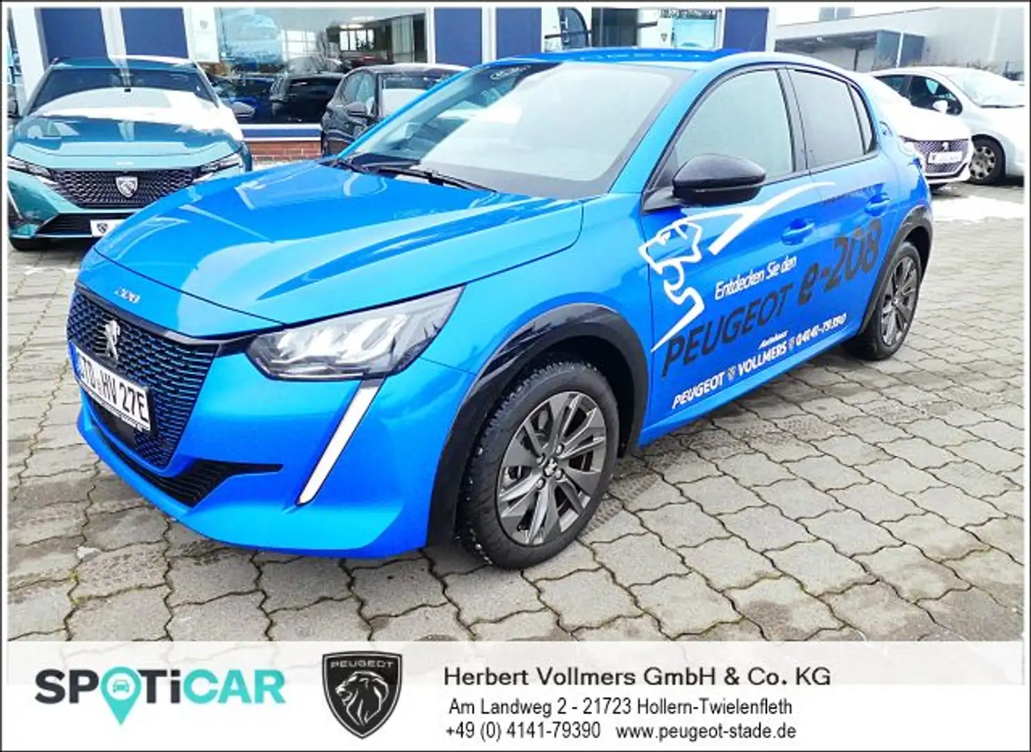 Peugeot 208 Elektromotor 136 Allure Pack; 11kw OBC; Navi, SHZ Bleu - 1