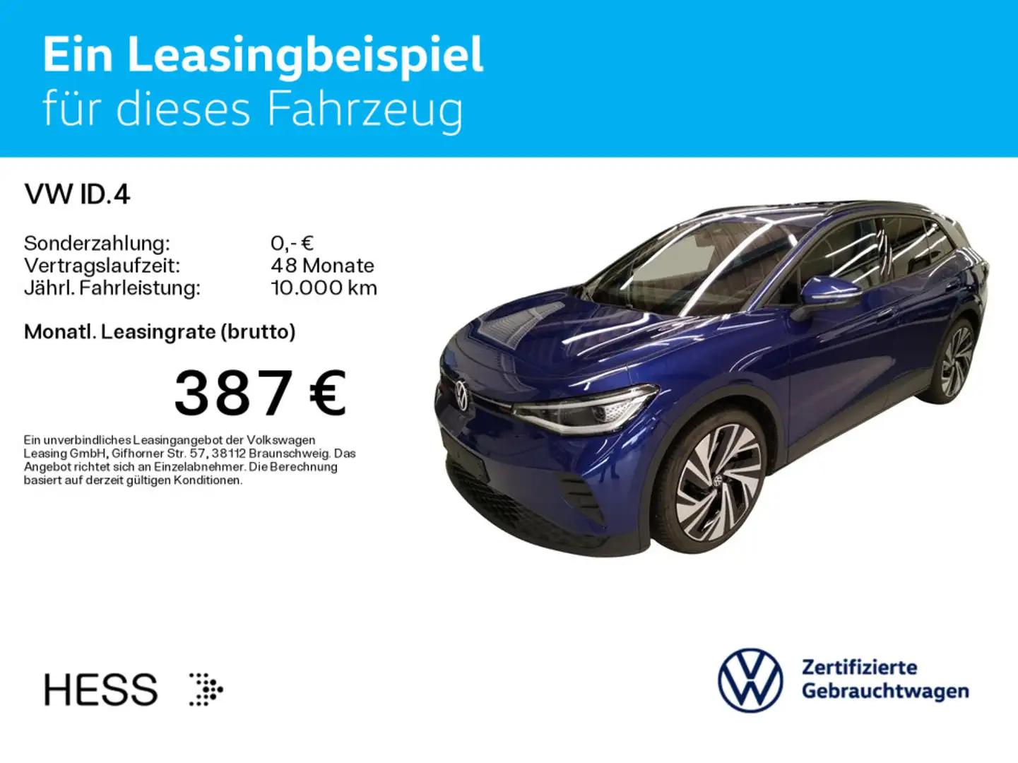 Volkswagen ID.4 Pro*AHK*WÄRMEPUMPE*KAMERA*NAVI*21ZOLL*IQ.LI Bleu - 2