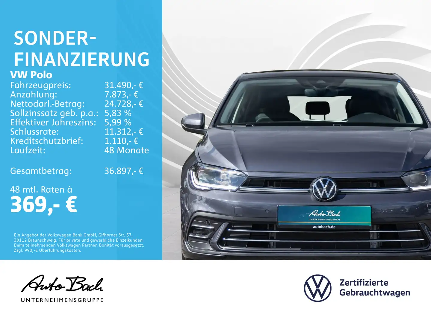 Volkswagen Polo 1.0 TSI "Style" DSG Navi LED Digital Cockpi Grau - 2