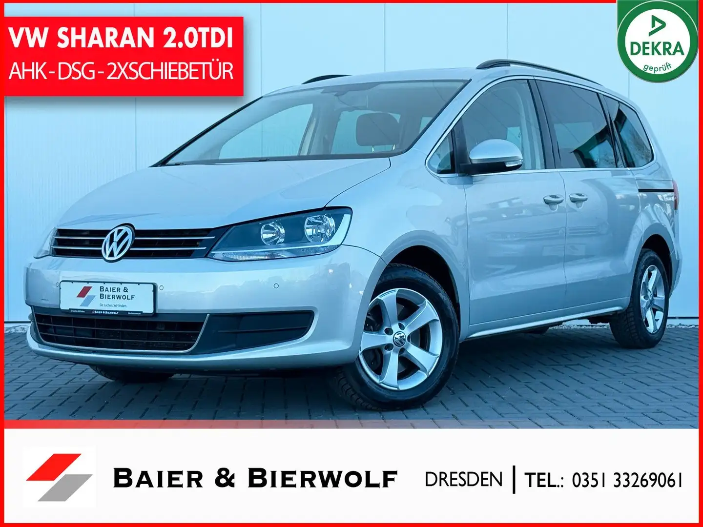Volkswagen Sharan Comfortline 2.0TDI DSG 2xSCHIEBET AHK RFK Silber - 1