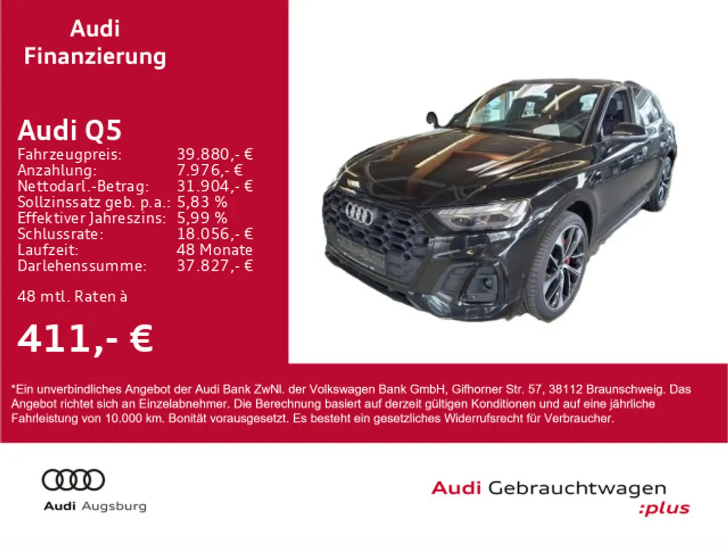 Audi Q5 2x S line 45TFSI qu. S tr. *ACC*AHK*MATRIX*21 Schwarz - 1