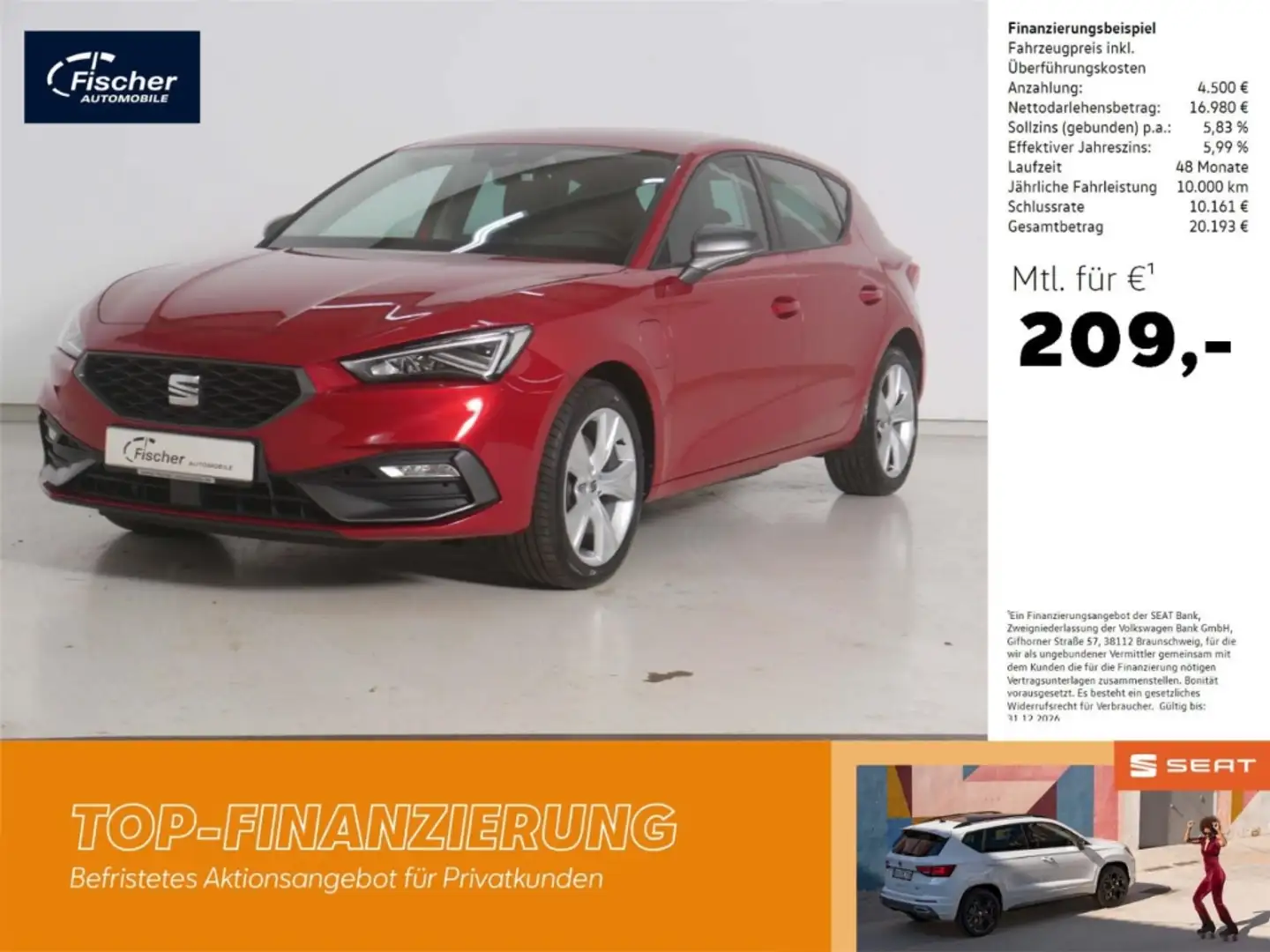 SEAT Leon 1.4 e-Hybrid FR DSG LED/NAV/Virt./SH/RFK Rot - 1