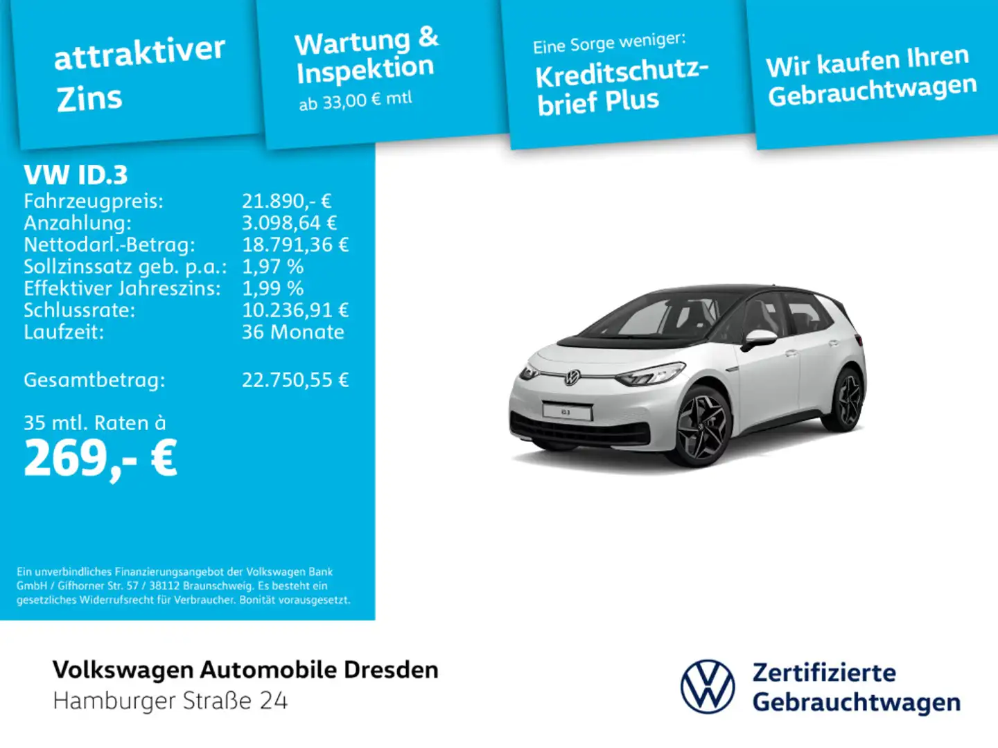Volkswagen ID.3 Pro Weiß - 1