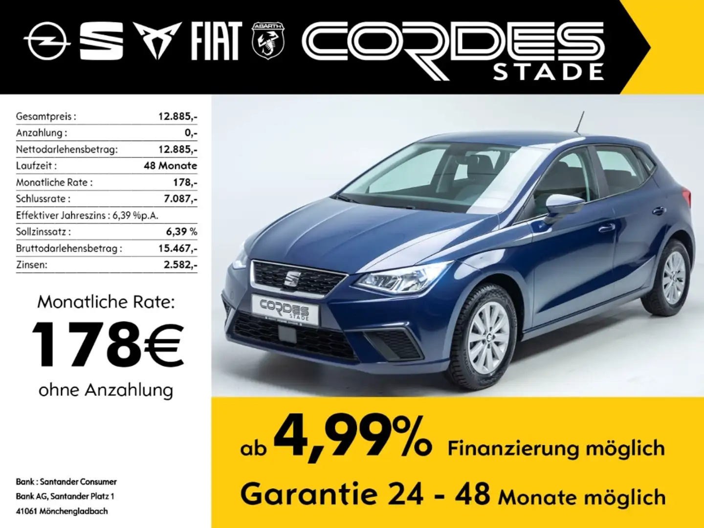 SEAT Ibiza Style 1.0 MPI  Allwetterräder PDC Freisprech (38) Blau - 1