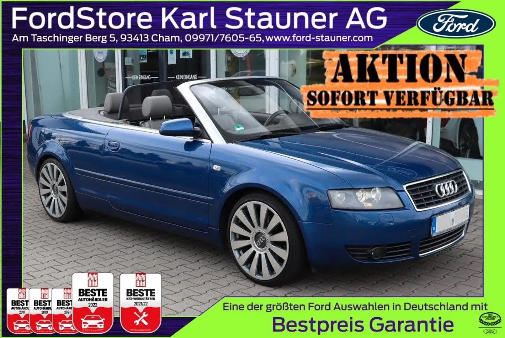 Audi A4 Cabriolet 3.0 V6 BOSE AHK Blu/Azzurro - 1