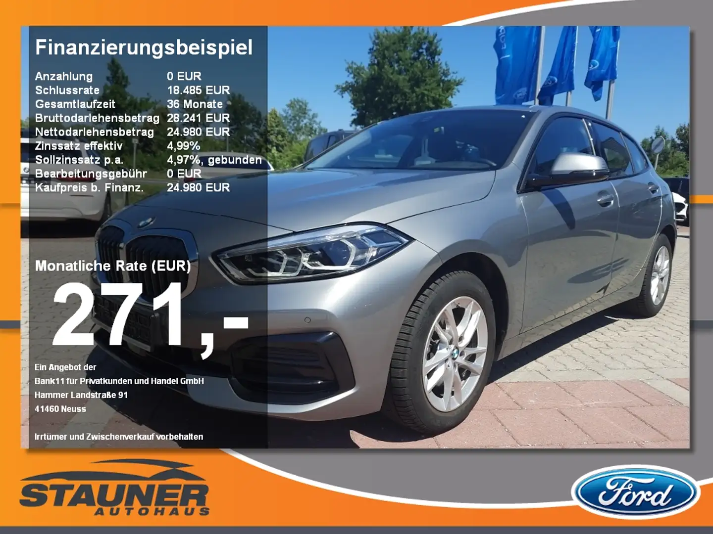 BMW 118 i Sport Line Navi HUD LED Lenkrad heizbar Grau - 1