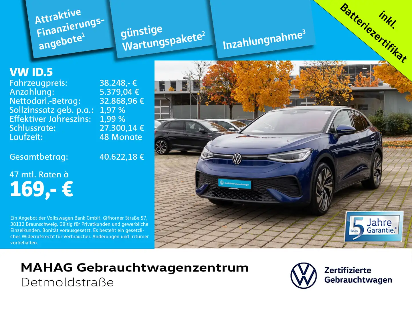 Volkswagen ID.5 Pro Performance Wärmepu CCS IQ.Light Navi P Bleu - 1