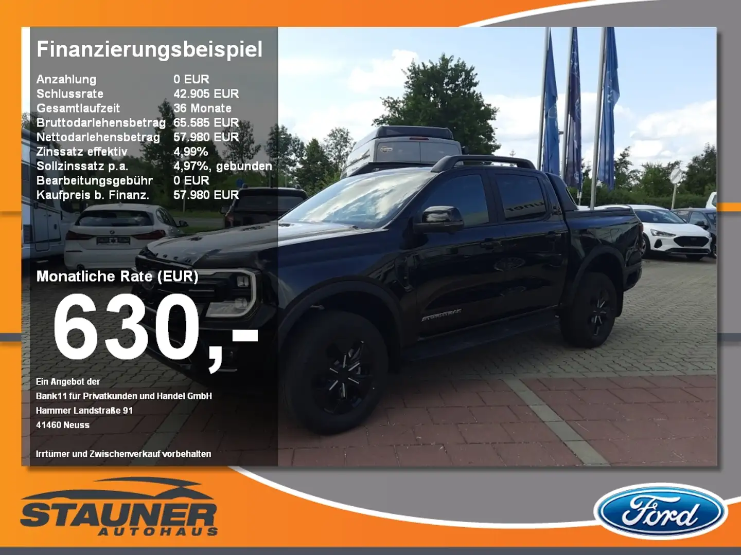 Ford Ranger Doka 2.3l Stormtrak PHEV Laderaumrollo Schwarz - 1