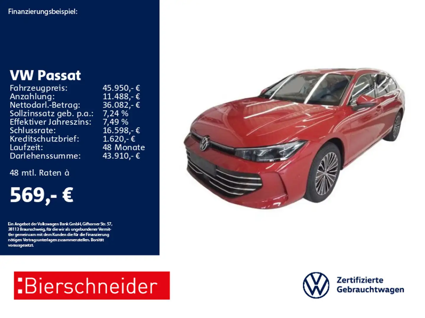 Volkswagen Passat Variant Passat 2.0 TDI DSG 4Mo Elegance AHK PANO STAND Rot - 1