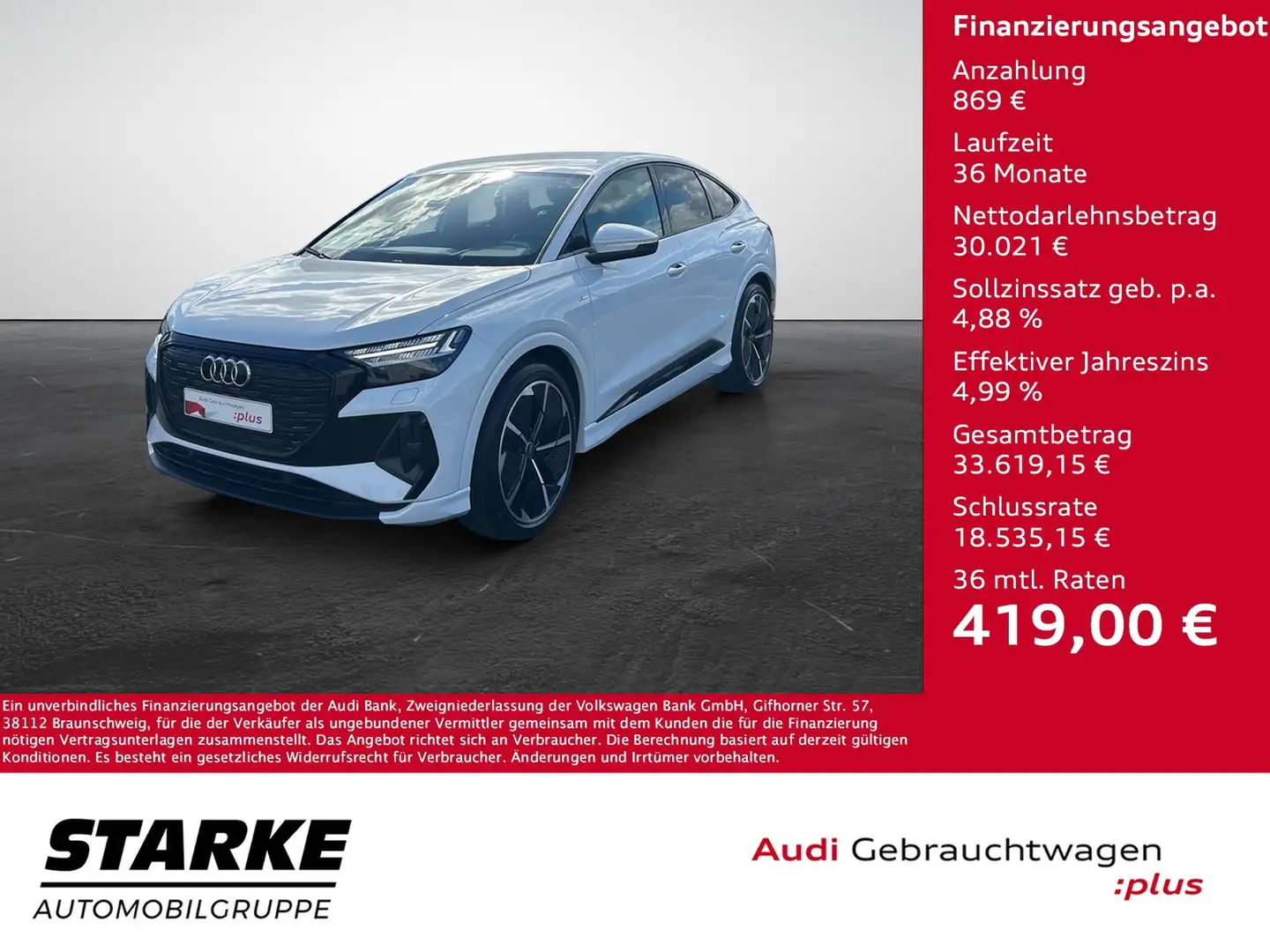 Audi Q4 e-tron 35 Sportback S line Weiß - 1