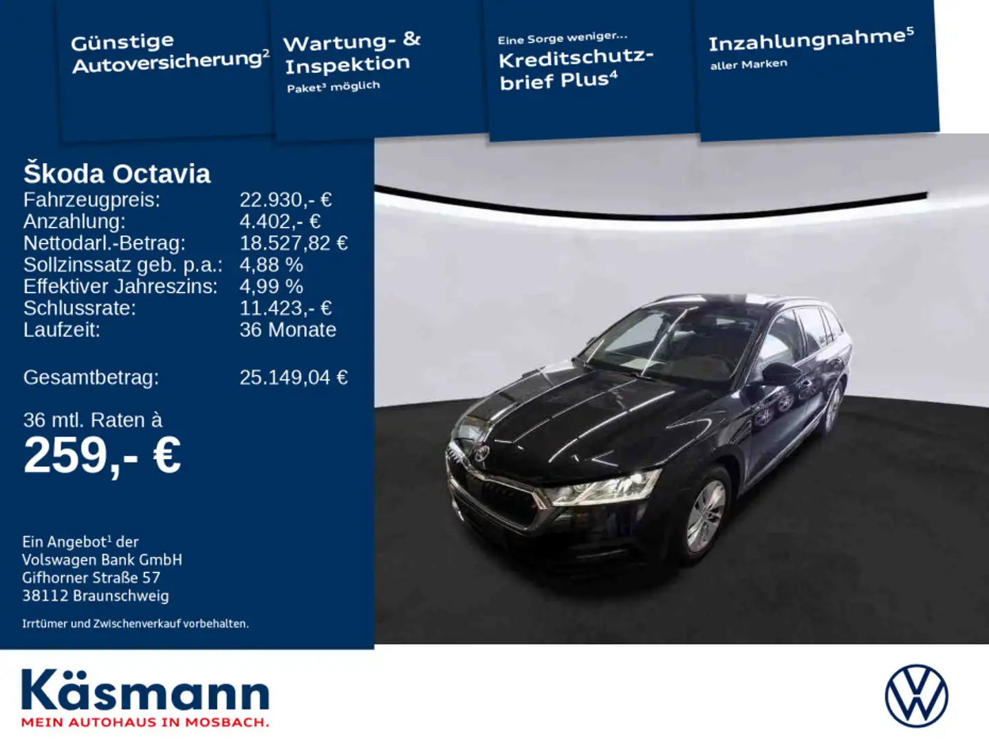 Skoda Octavia Combi Ambition 2.0TDI Ambition AHK NAVI Schwarz - 1
