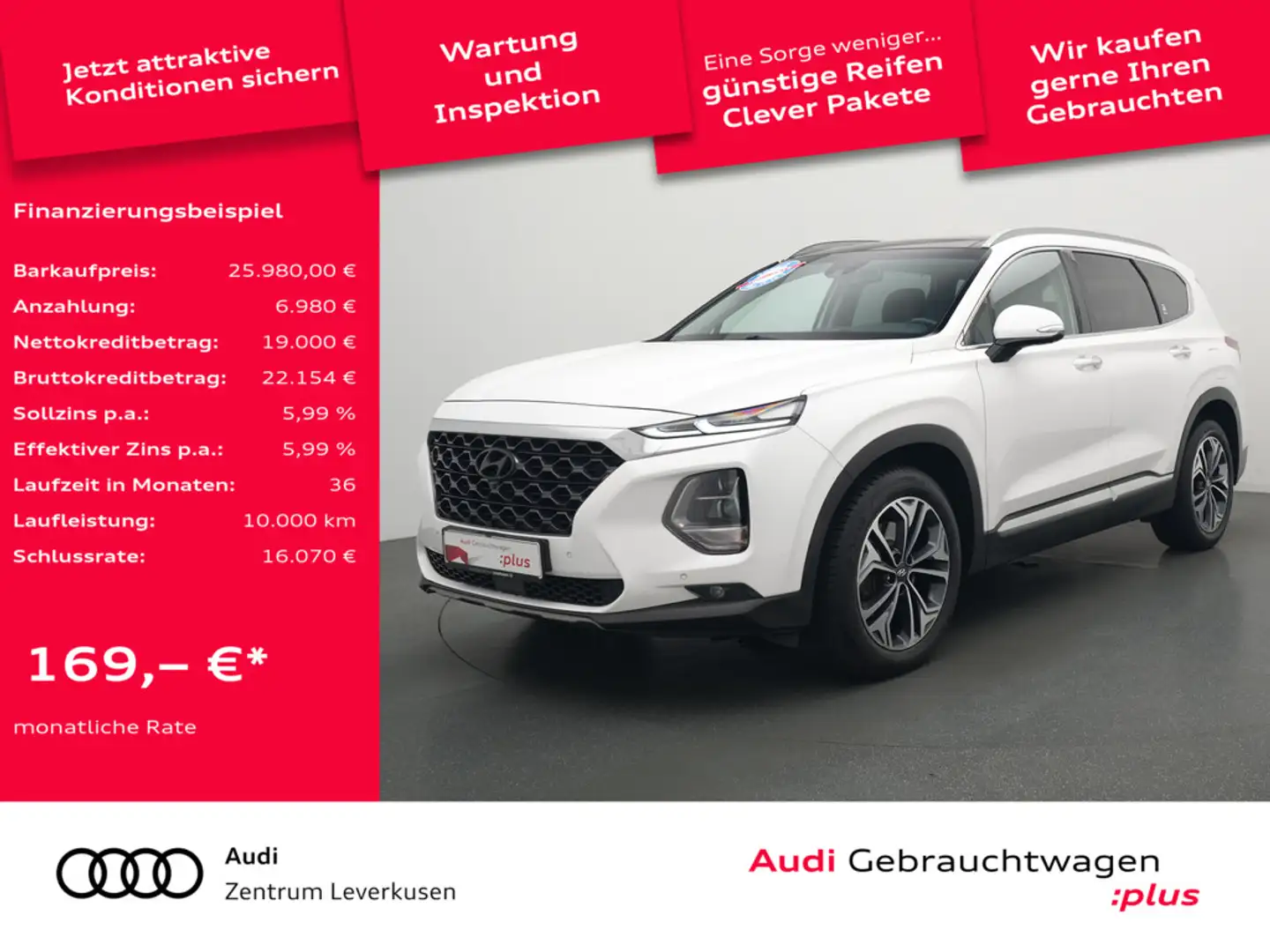 Hyundai SANTA FE Premium 4WD AUT. AHK LEDER 360° PANO Weiß - 1
