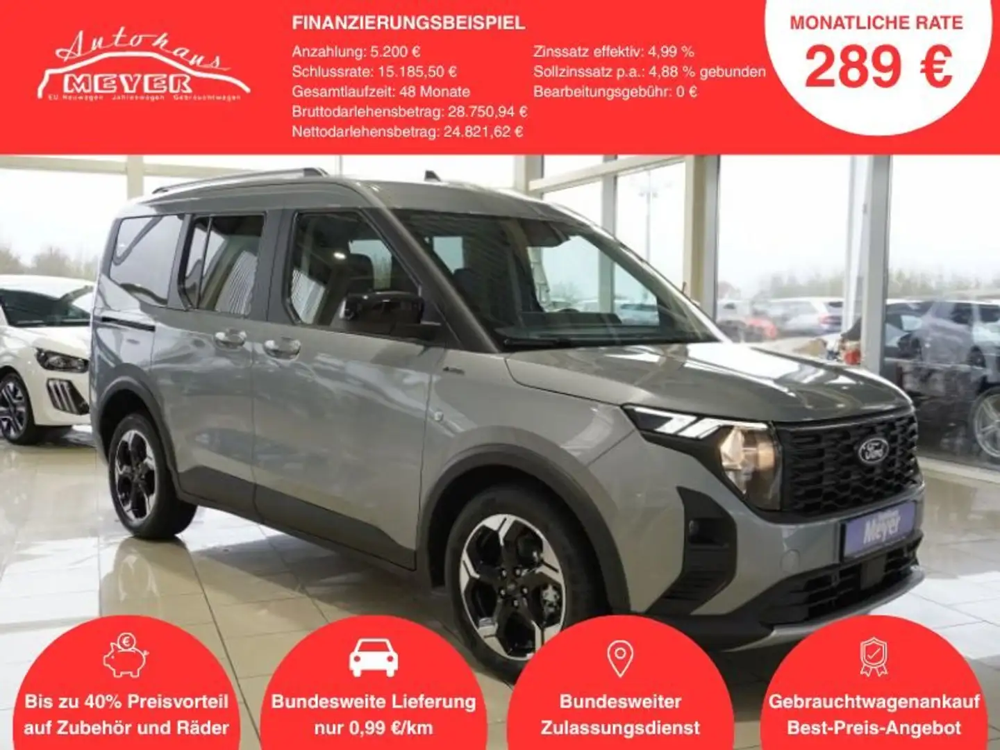 Ford Tourneo Courier Active 1,0 125PS Aut.Navi/ACC/Kamera/Winterp.    * Silber - 1