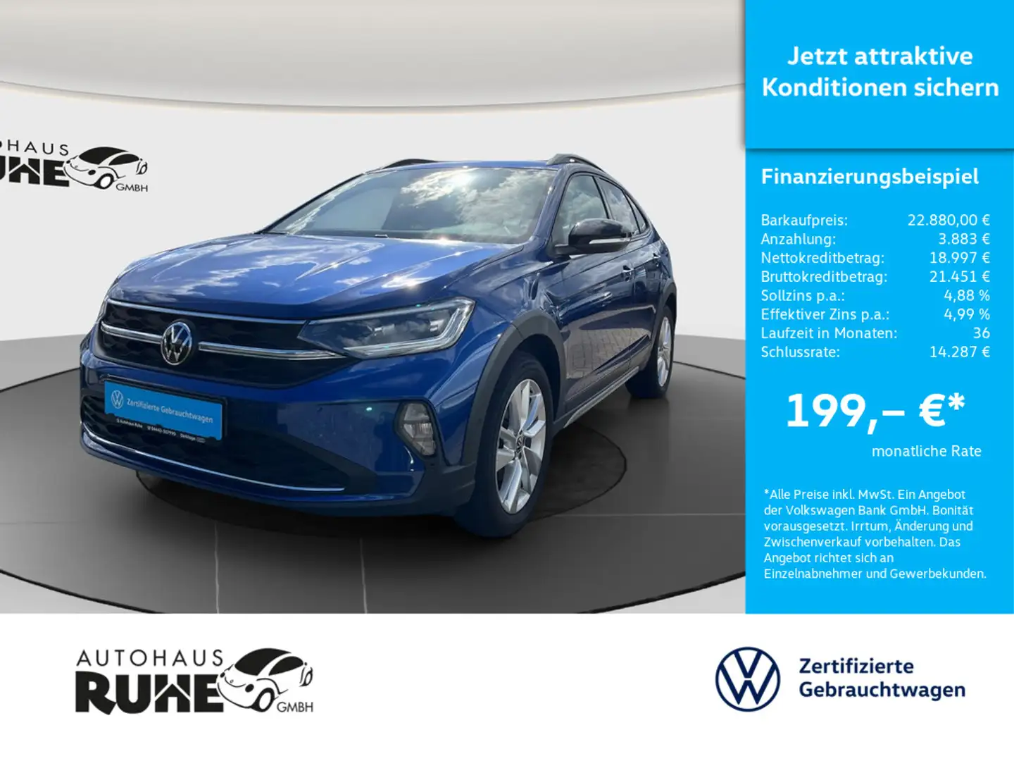 Volkswagen Taigo Move 1.0 TSI 81 kW DSG AHK KAMERA ACC Blau - 1