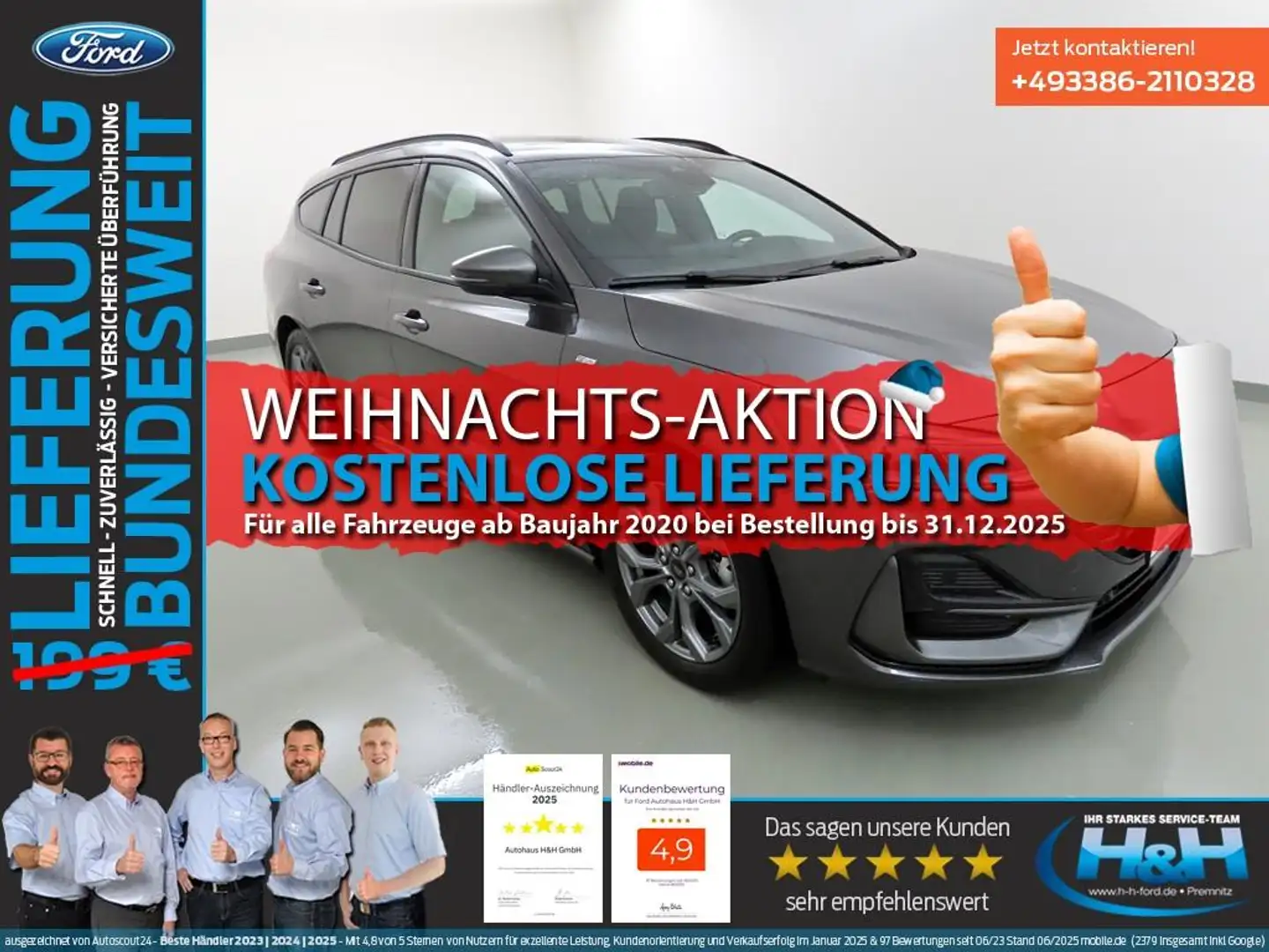 Ford Focus Turnier 1.0Aut M-Hybrid ST-Line AHK+Matrix Grau - 1