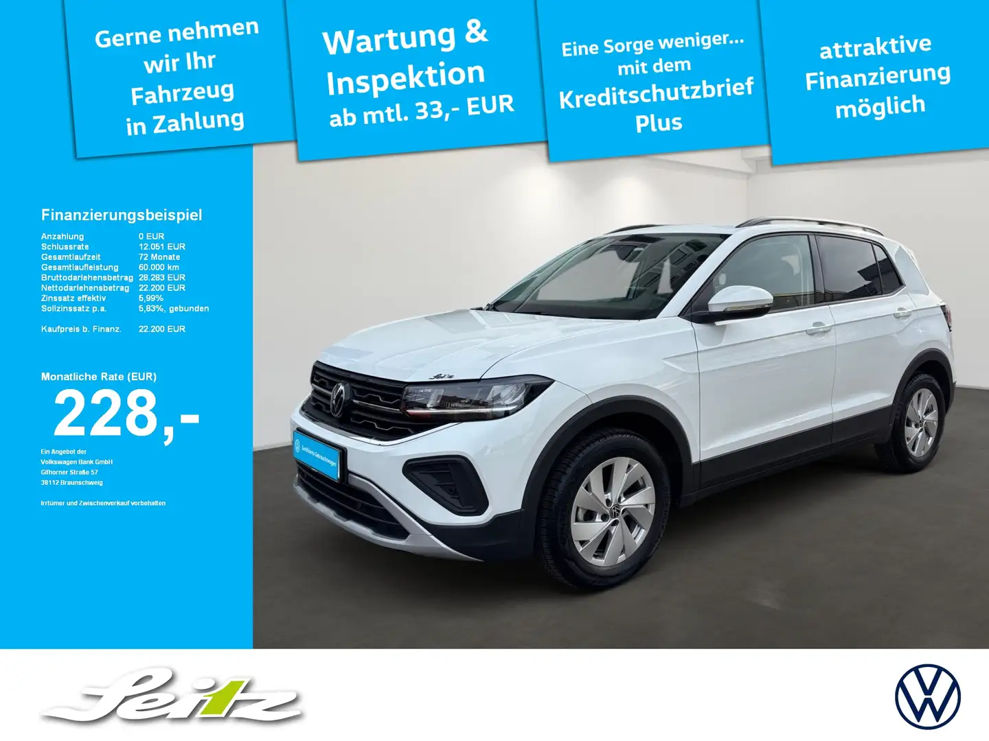 Volkswagen T-Cross 1.0 TSI Life *AHK*NAVI*LED*PDC* Blanc - 1