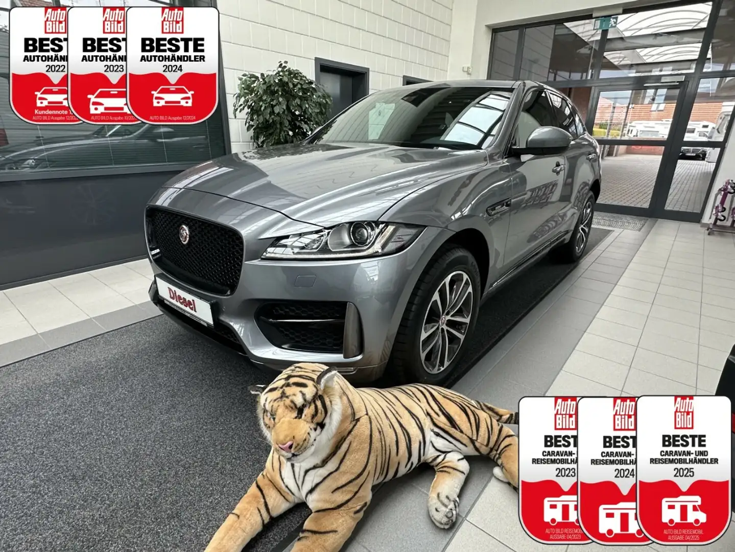Jaguar F-Pace 3,0 D AWD R-Sport +AHK+Panorama+Navi+Kamera+ Grau - 1