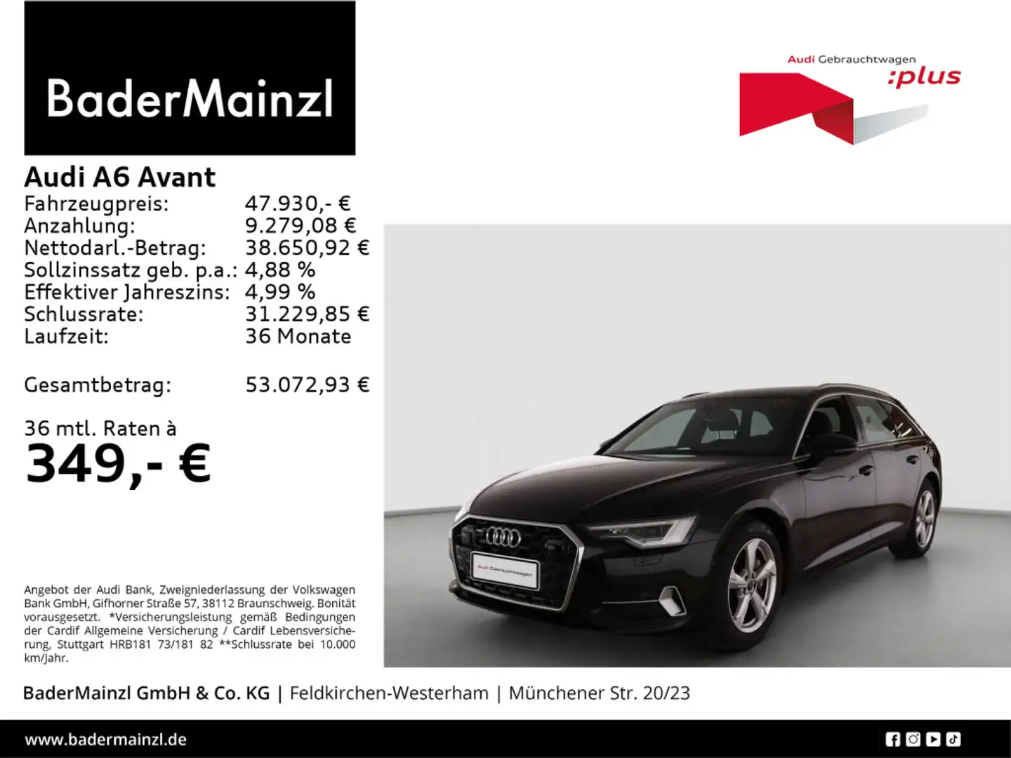 Audi A6 45 TFSI quattro AHK Matrix SHZ Kamera Schwarz - 1