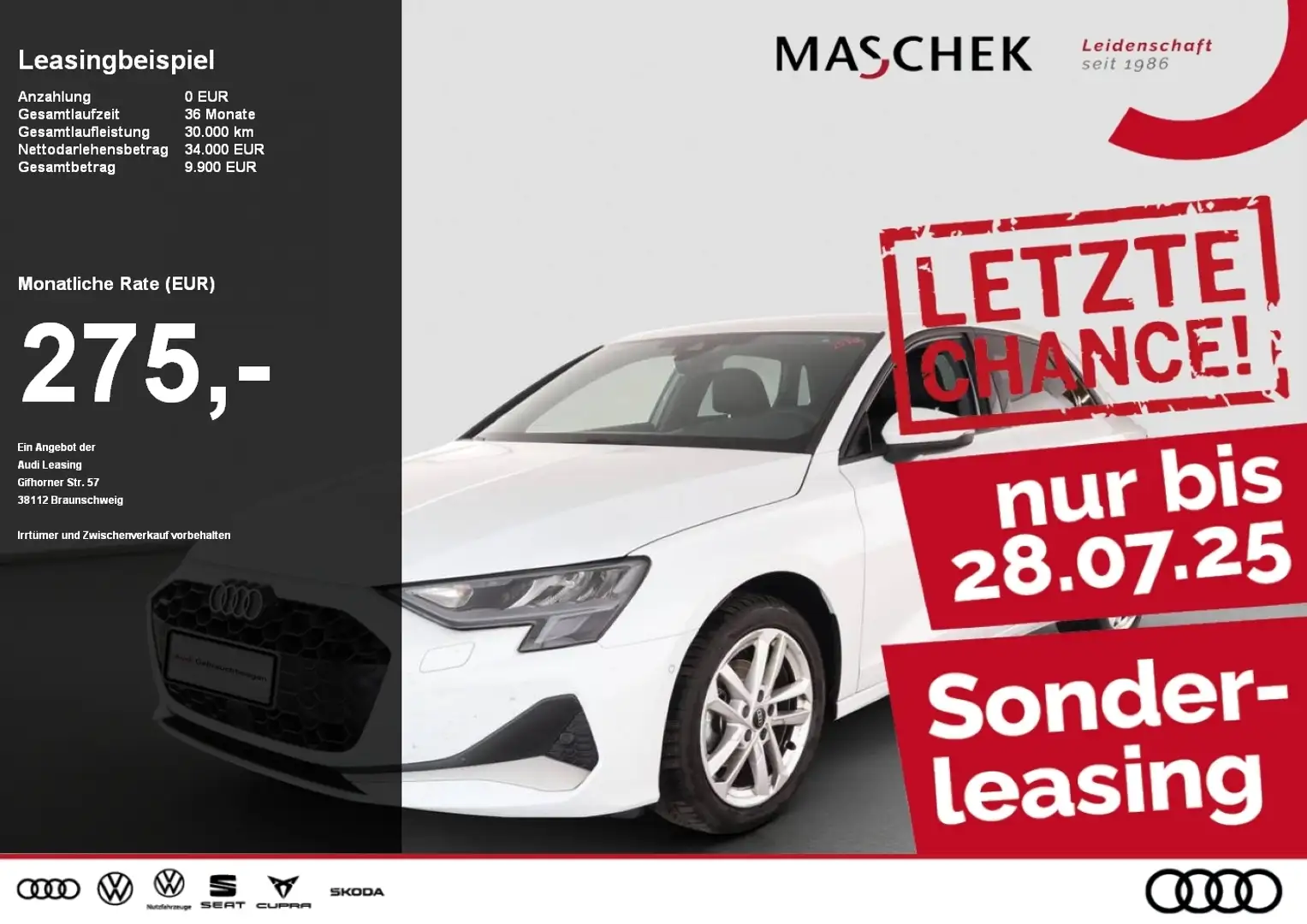 Audi A3 Sportback 35 TFSI Stronic HUD AHK Sitzh. SONOS Nav Weiß - 1