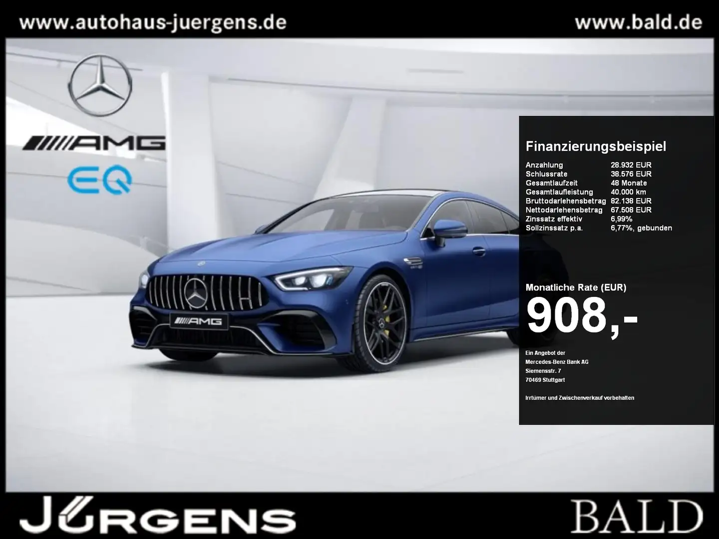Mercedes-Benz AMG GT 63 S 4M+ Aero/Pano/Burm/Sitzklima/Distr Blue - 1