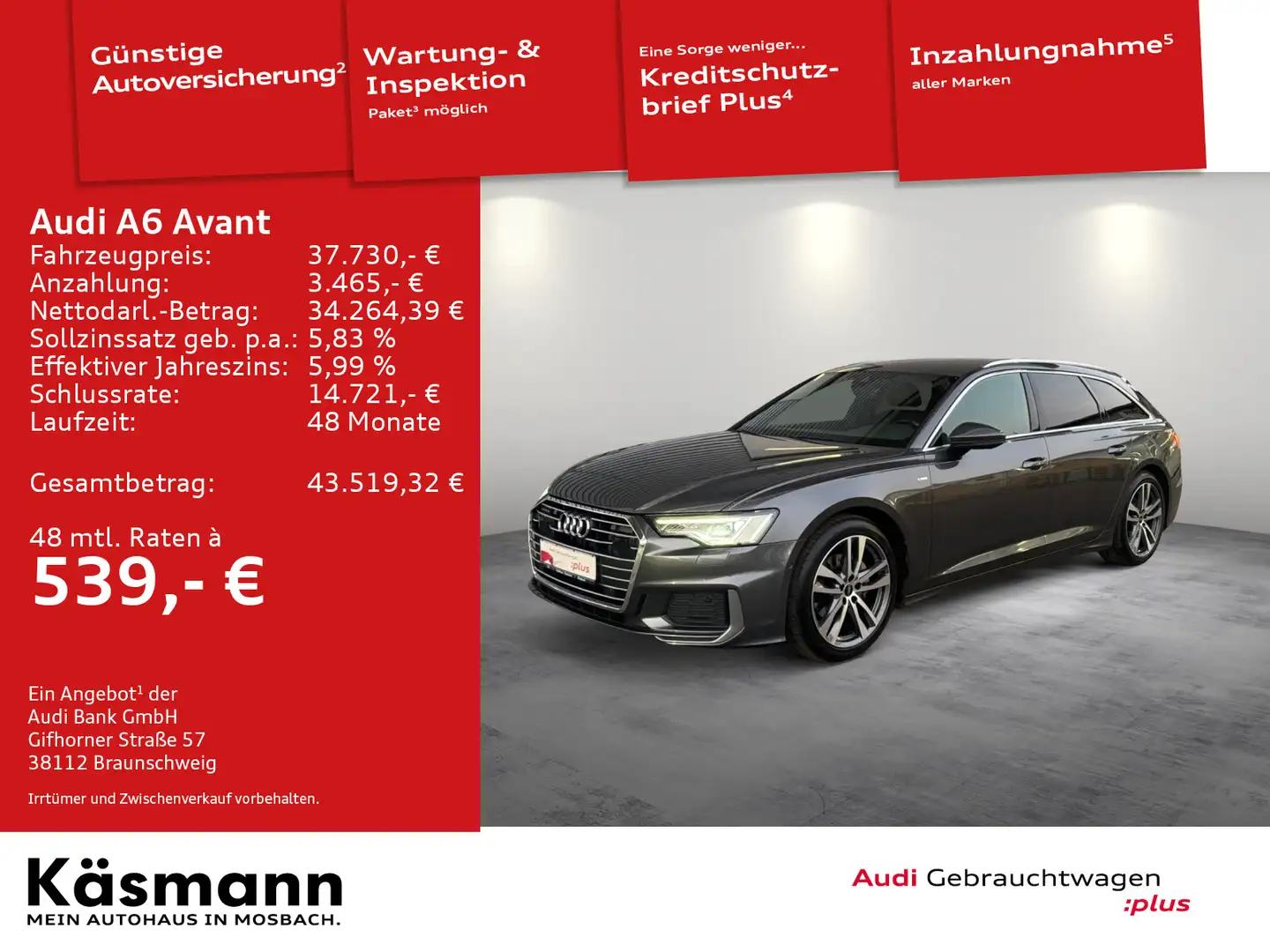 Audi A6 sport 40TDI qu 2xS line AHK MATRIX KAM Grau - 2